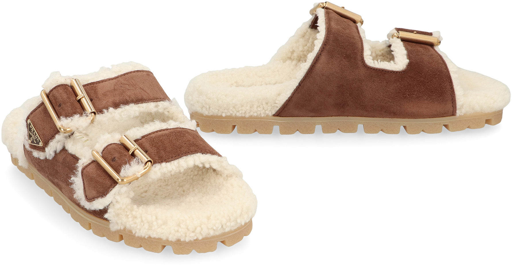 PRADA Suede Slippers with Adjustable Leather Straps