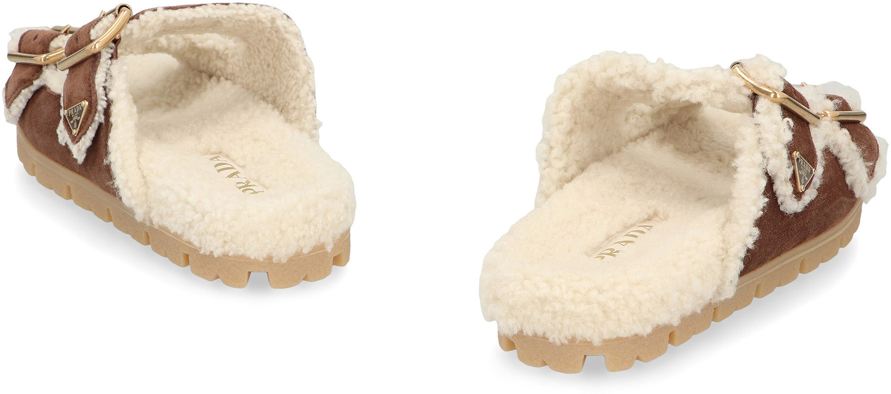 PRADA Suede Slippers with Adjustable Leather Straps