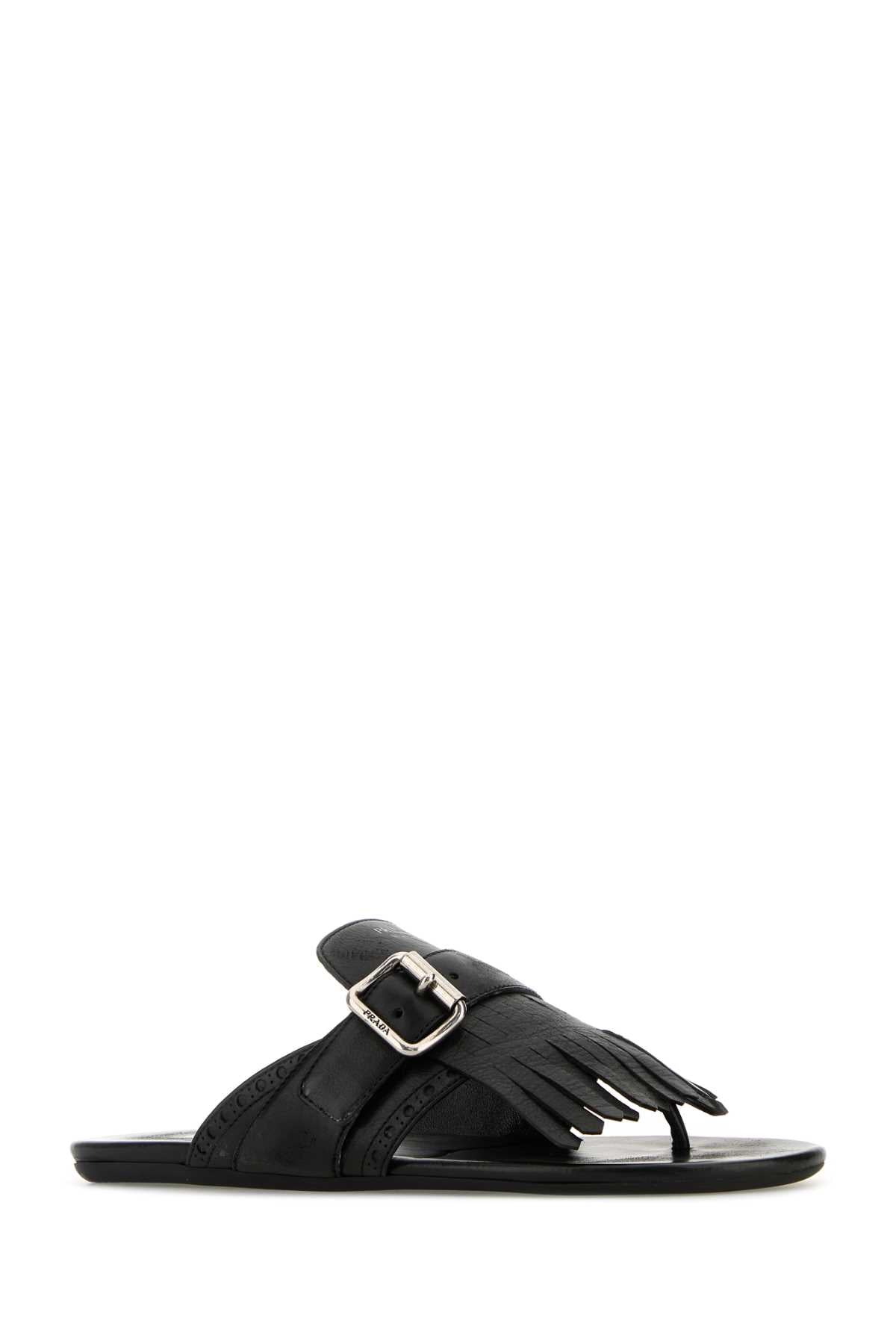 PRADA Leather Shuffle Thong Slippers for Women