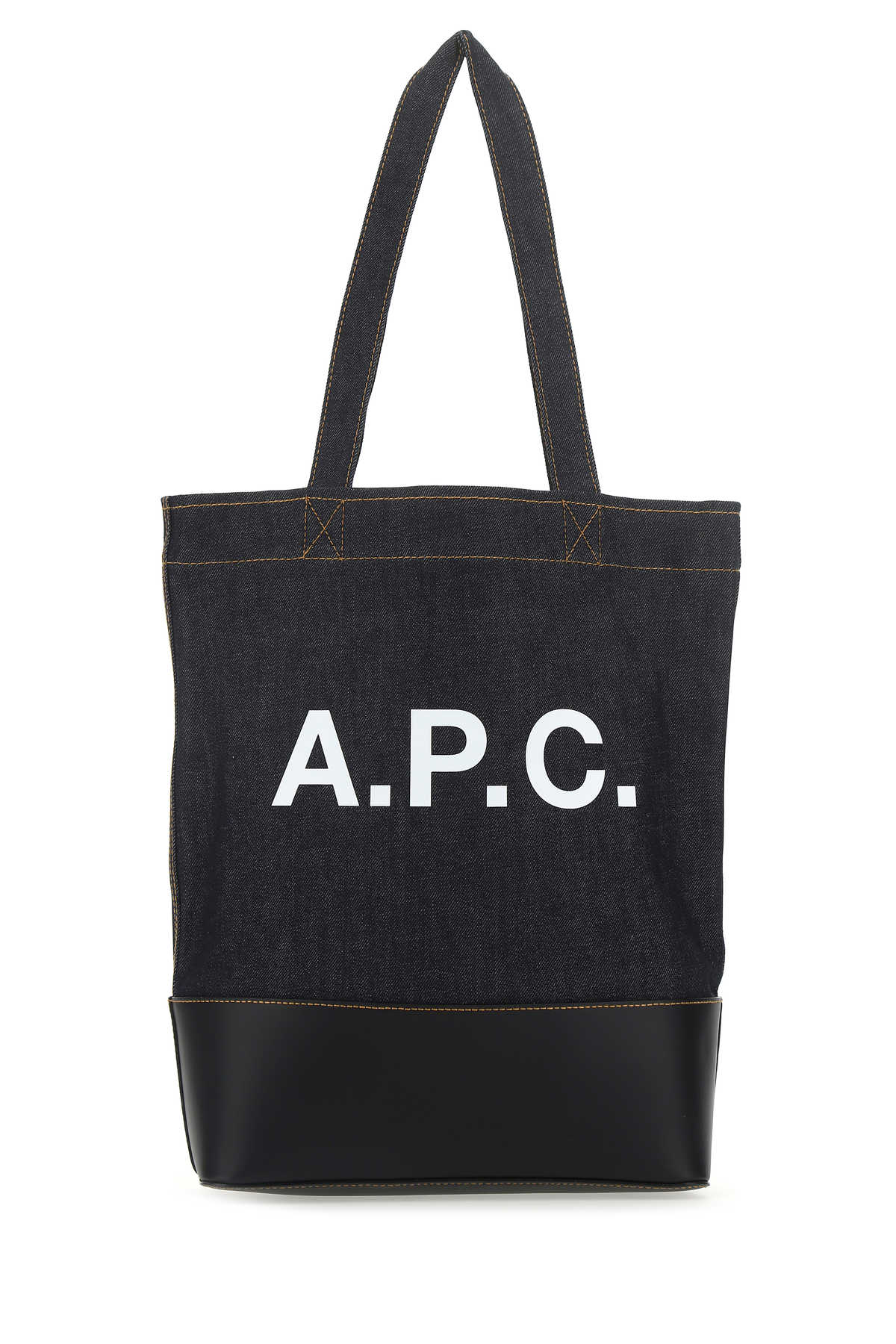 A.P.C. Denim and Leather Shopping Handbag (30 cm x 40 cm x 14 cm)