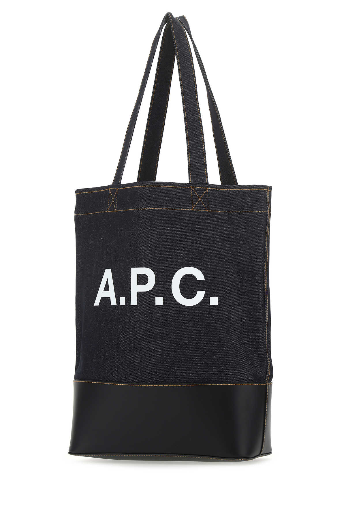 A.P.C. Denim and Leather Shopping Handbag (30 cm x 40 cm x 14 cm)