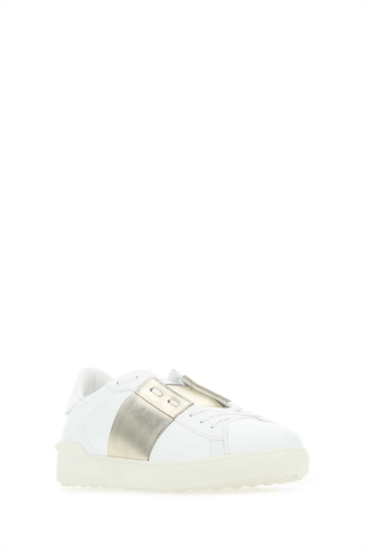 VALENTINO GARAVANI Leather Open Sneaker with Platinum Band