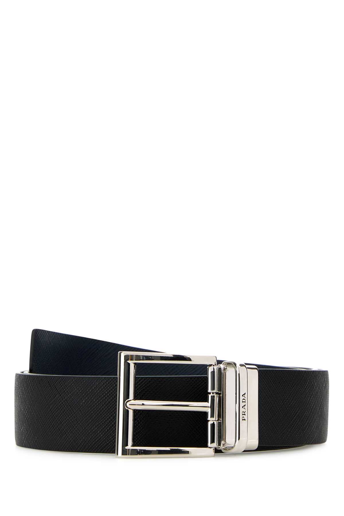 PRADA Reversible Leather Belt - 3.5 cm Width
