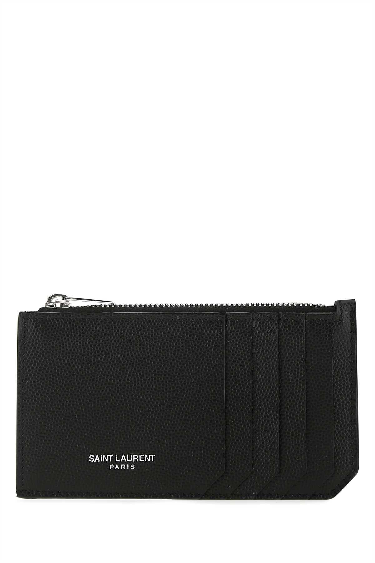SAINT LAURENT Mini Leather Card Holder - Elegant Accessories for Men