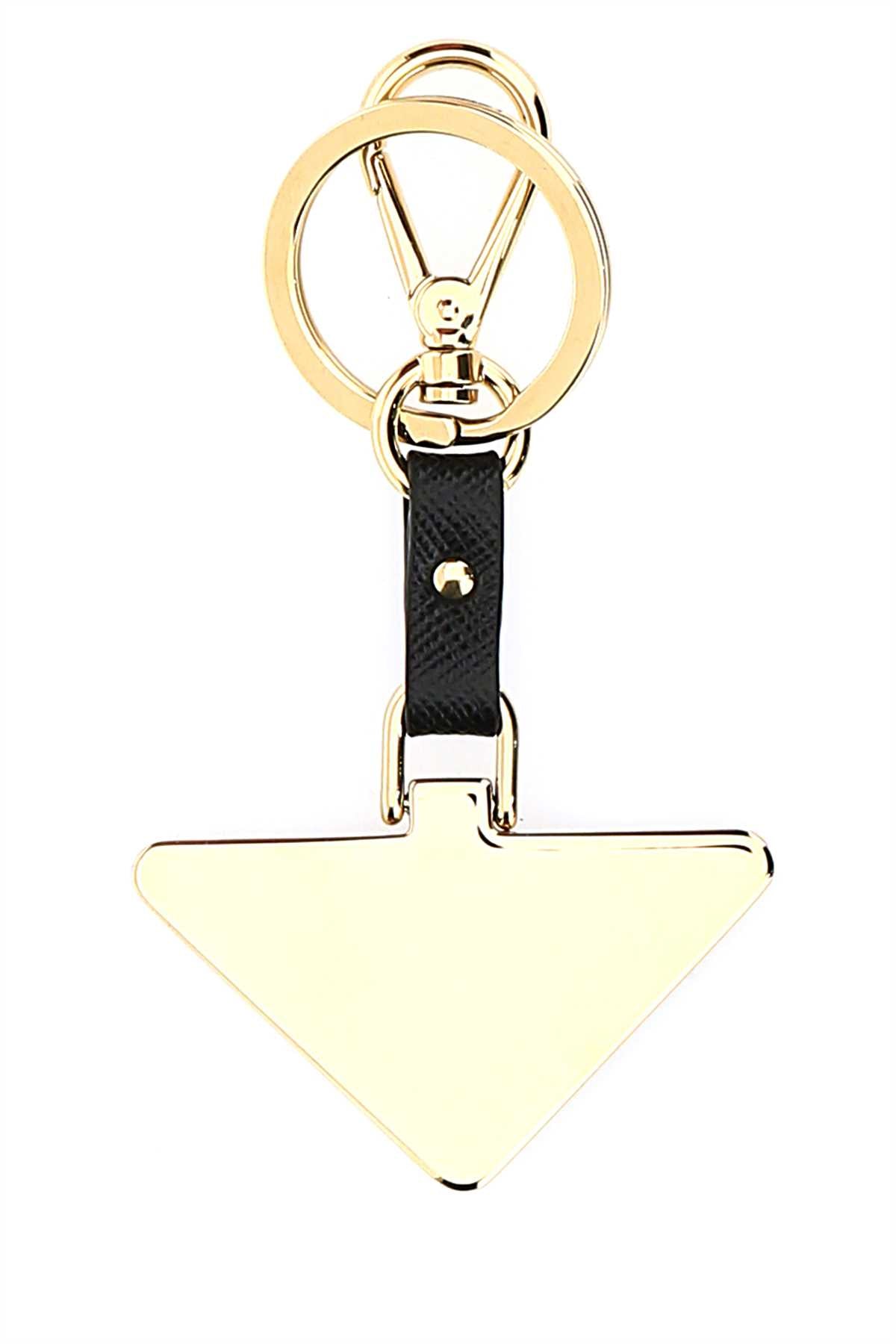 PRADA Two-Tone Metal and Leather Key Ring - 6 cm x 10.5 cm