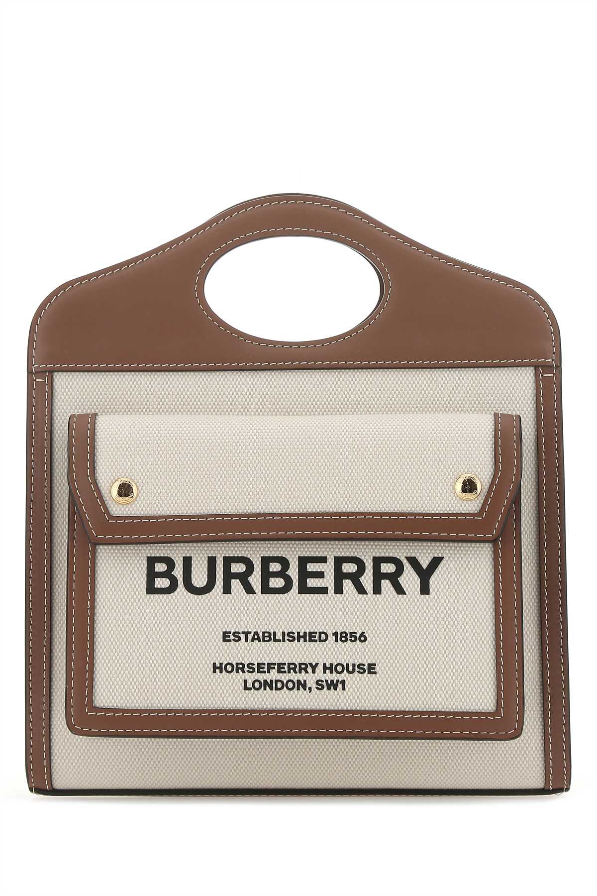 BURBERRY Mini Canvas and Leather Pocket Handbag
