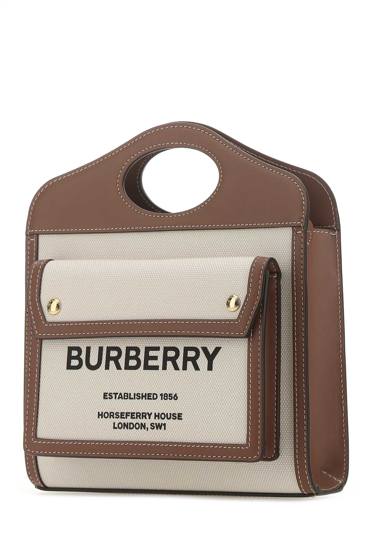 BURBERRY Mini Canvas and Leather Pocket Handbag