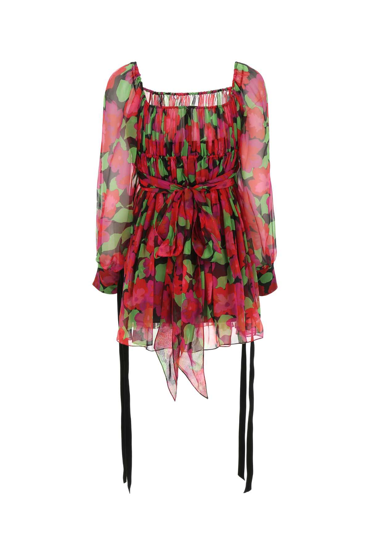 SAINT LAURENT Floral Printed Silk Mini Dress