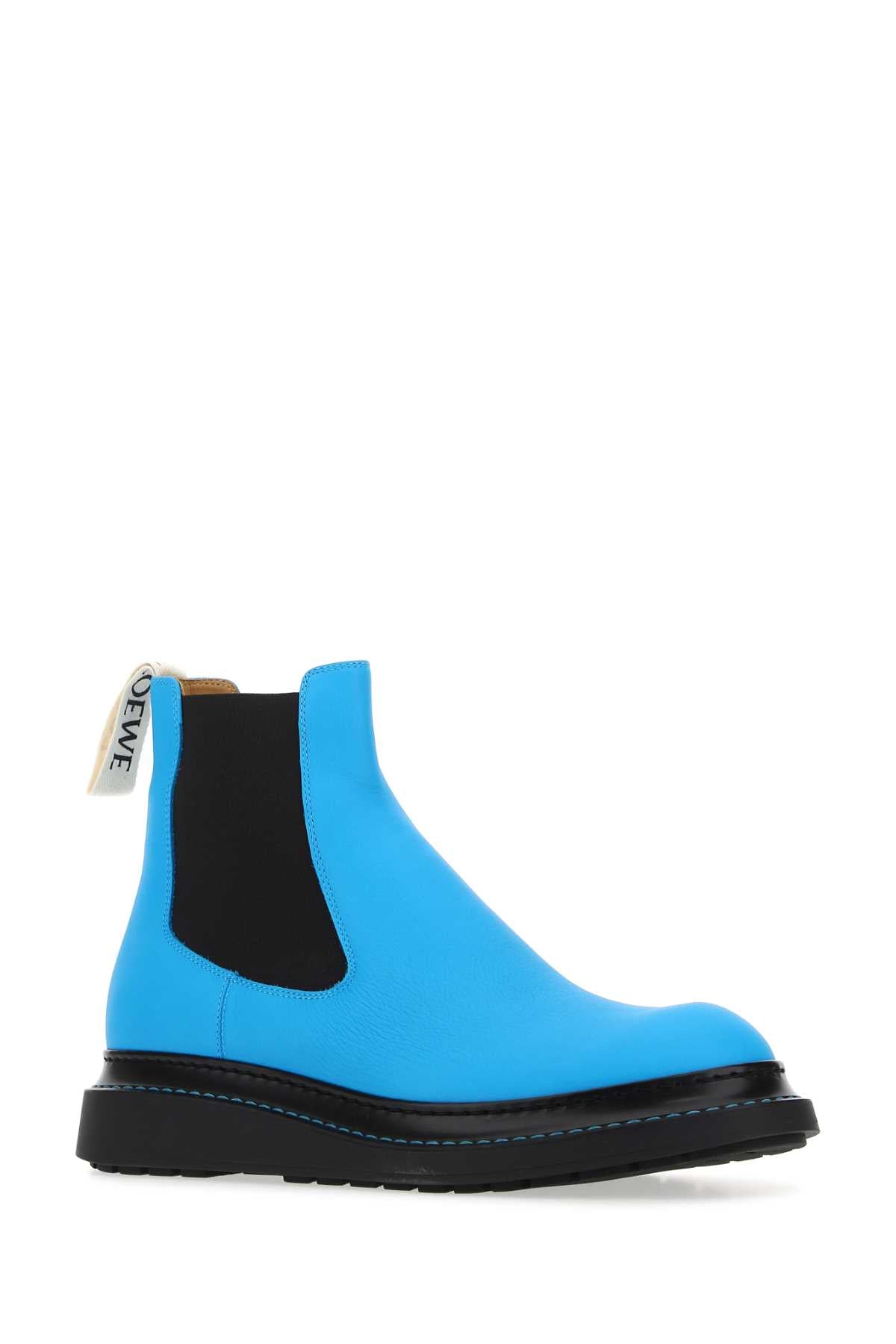 LOEWE Light Blue Leather Ankle Boots for Men