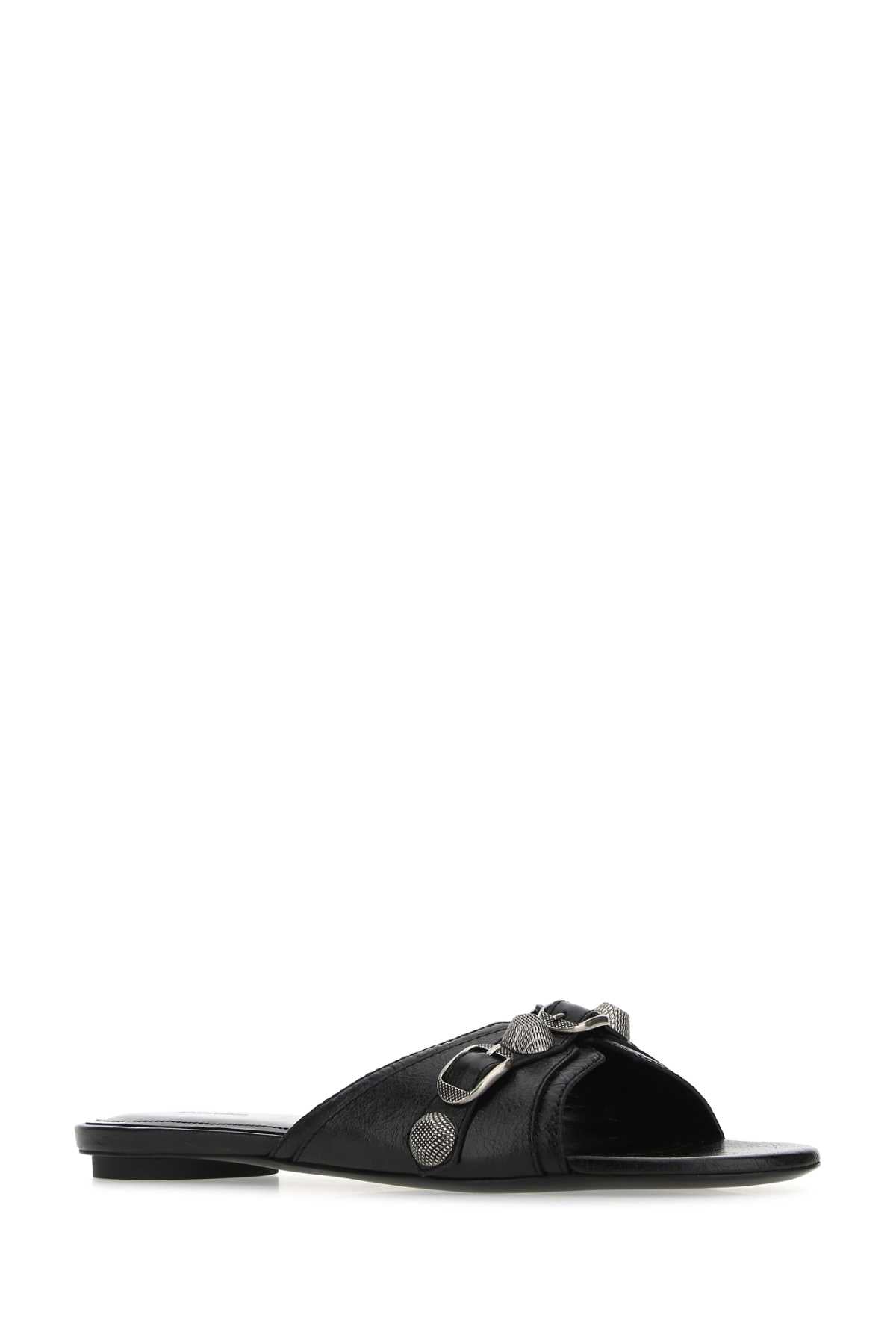 BALENCIAGA Lamb Leather Cagole Mini Slippers