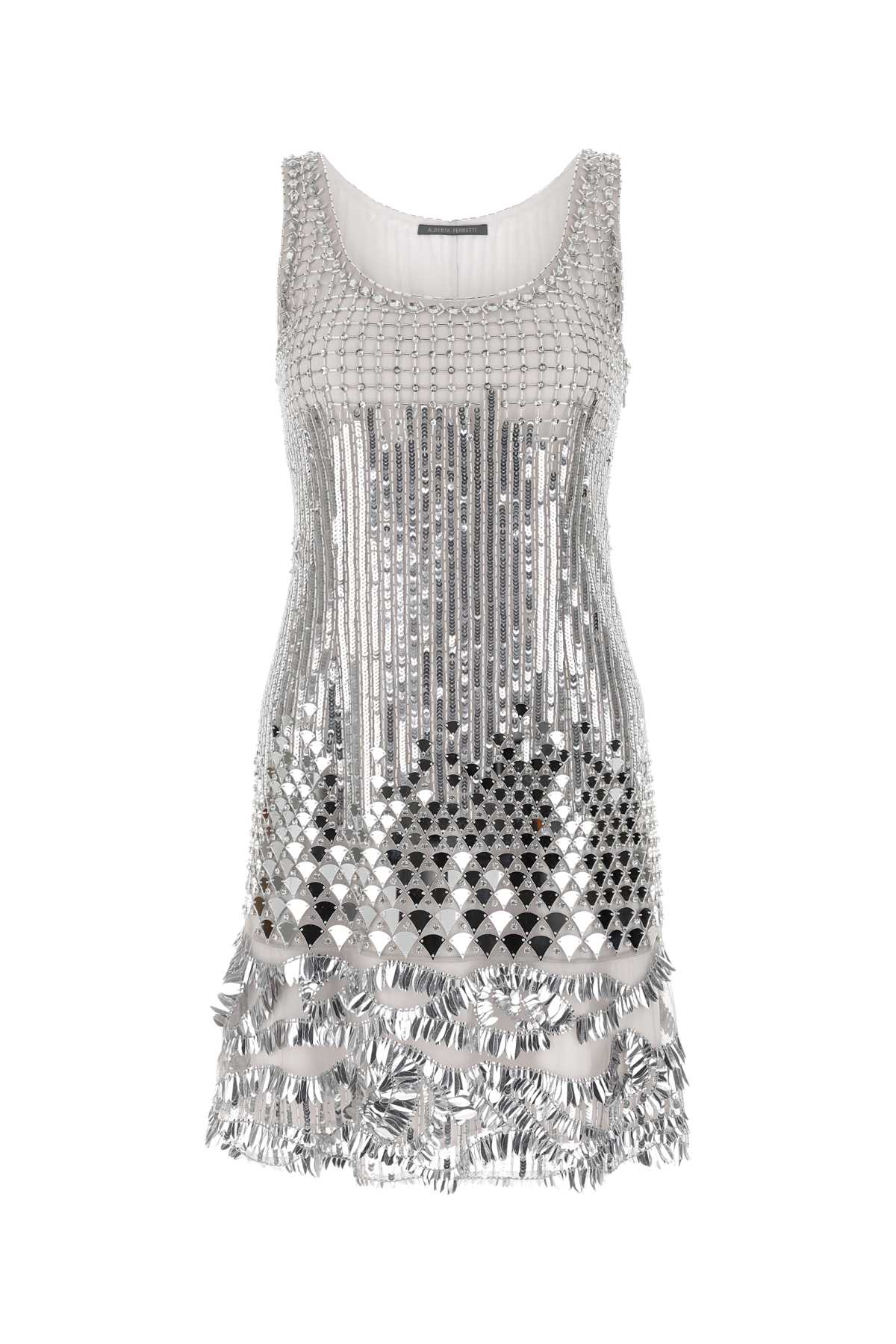 ALBERTA FERRETTI Elegant Mini Dress with Silver Sequins