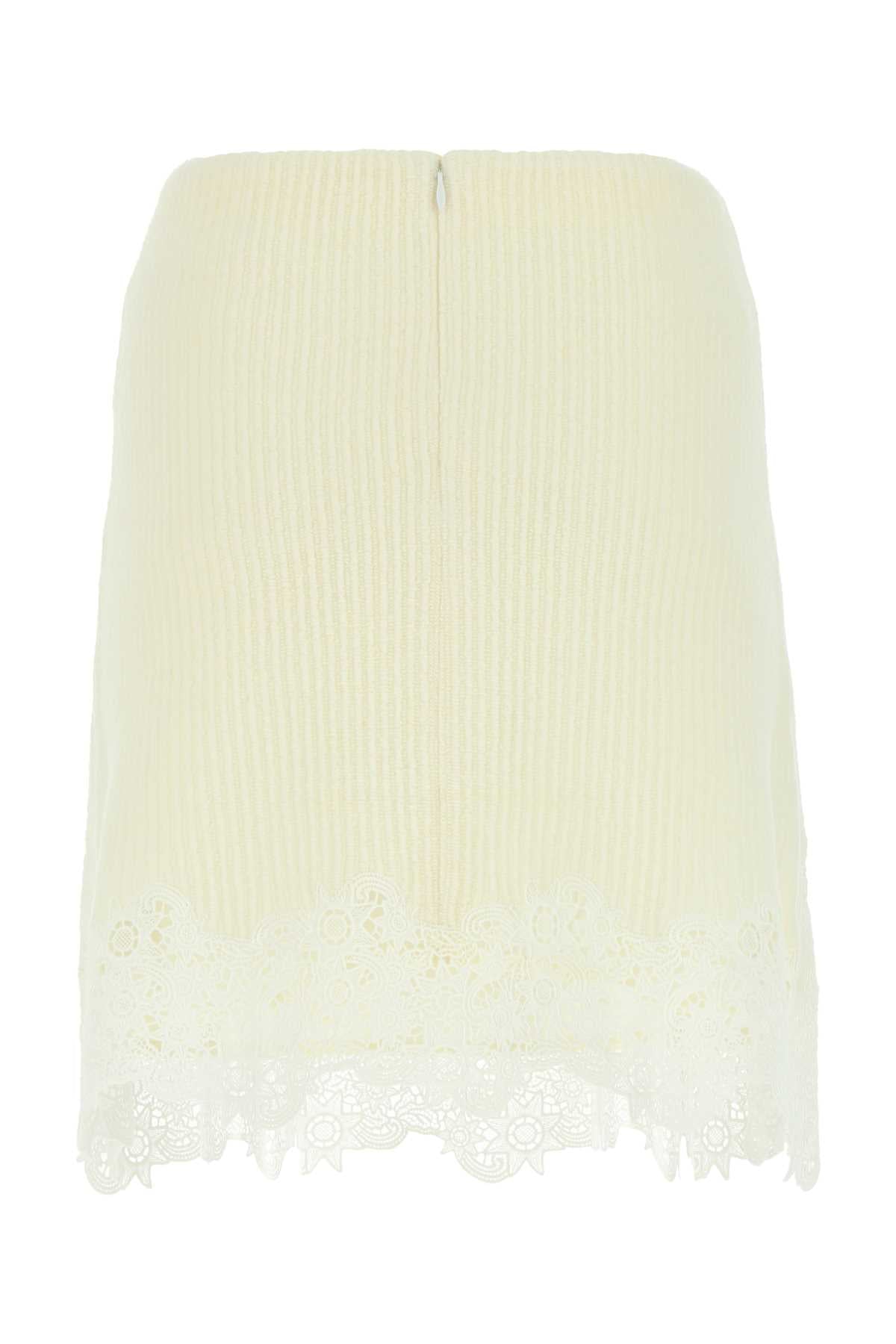 CHLOE Chic Ivory Mini Wool Skirt for Women