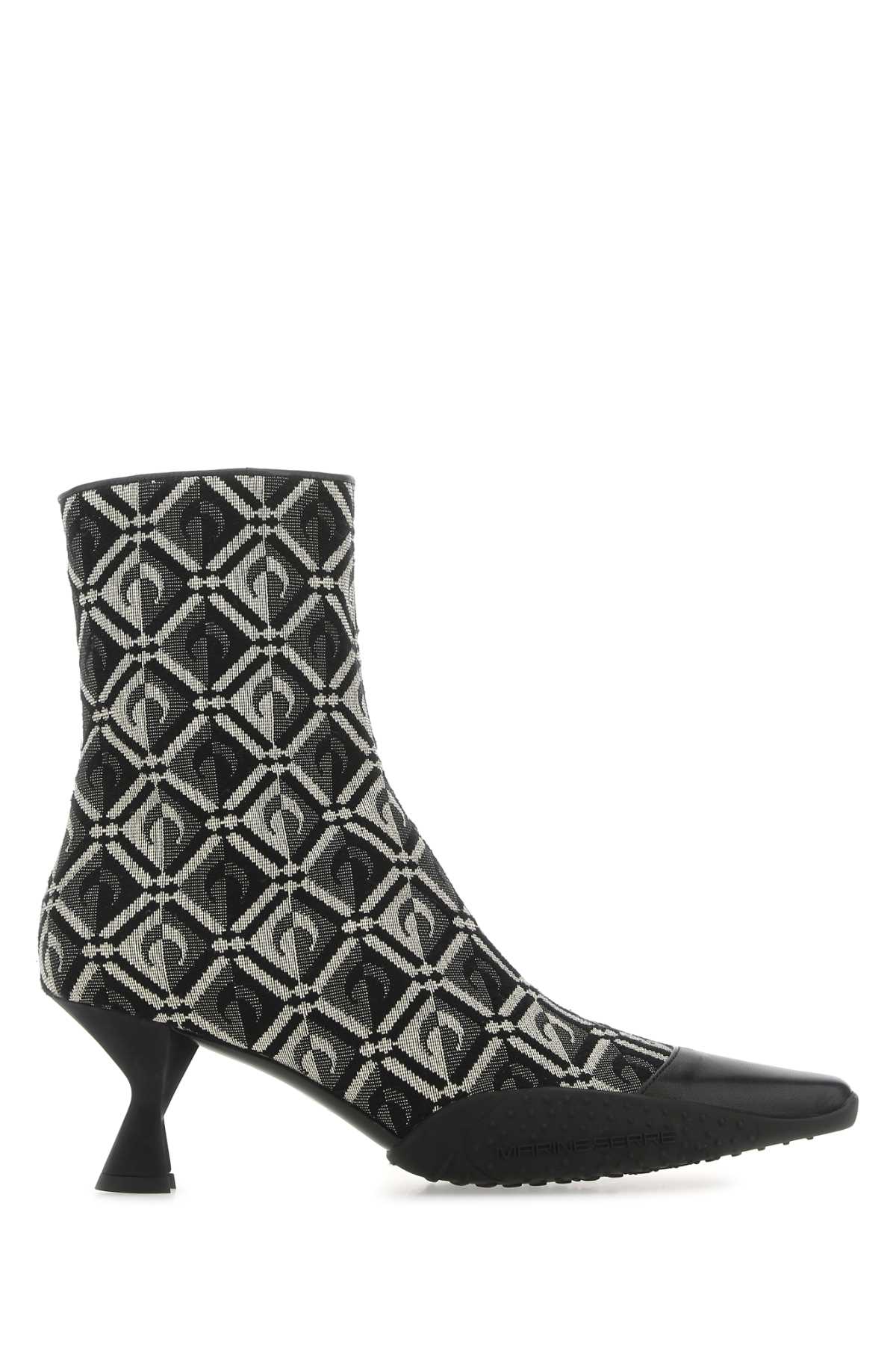 MARINE SERRE Embroidered Cotton Blend Moon Diamant Ankle Boots - Heel Height: 6.5 cm