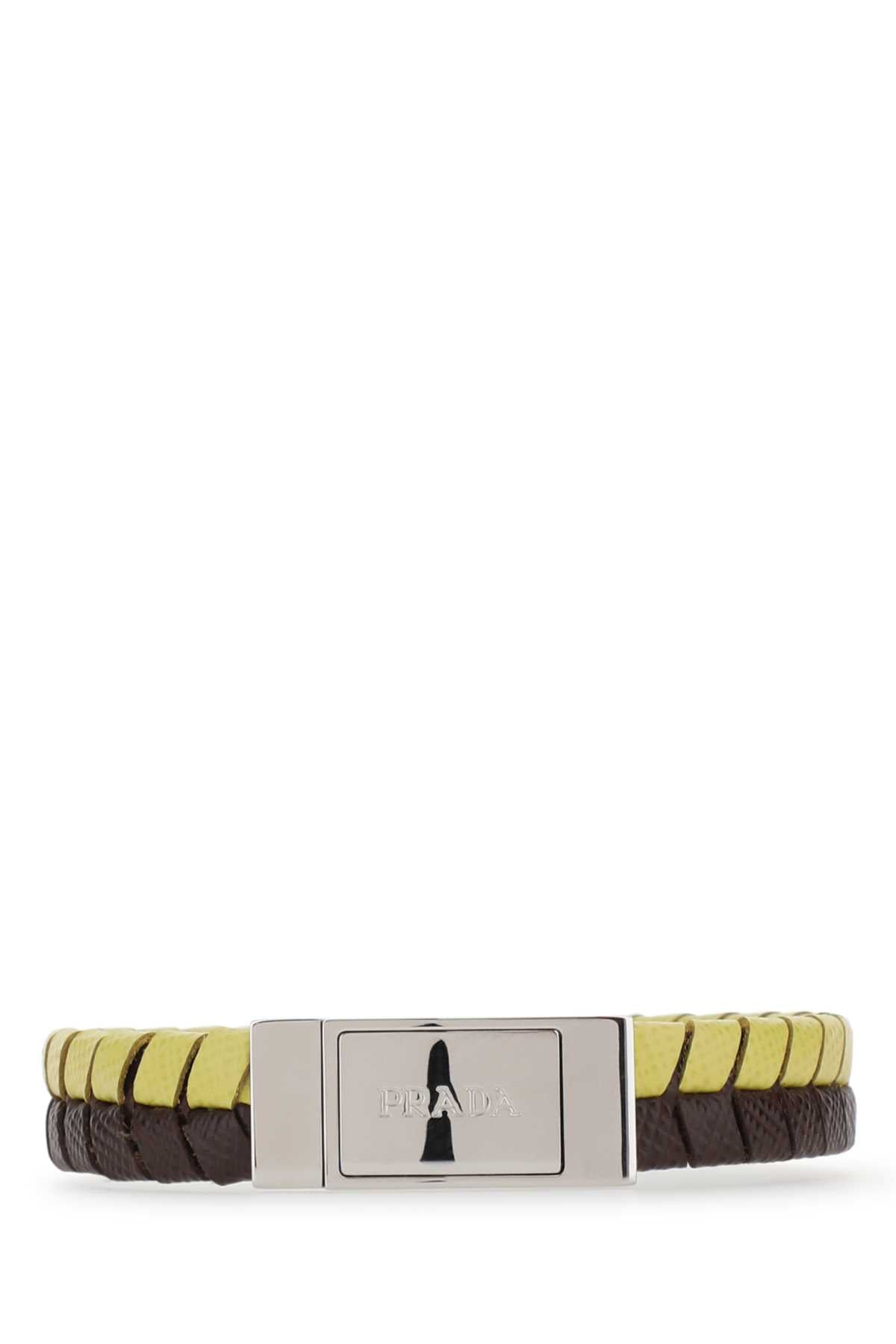 PRADA Two-tone Leather Bracelet - Diameter: 6.5 cm