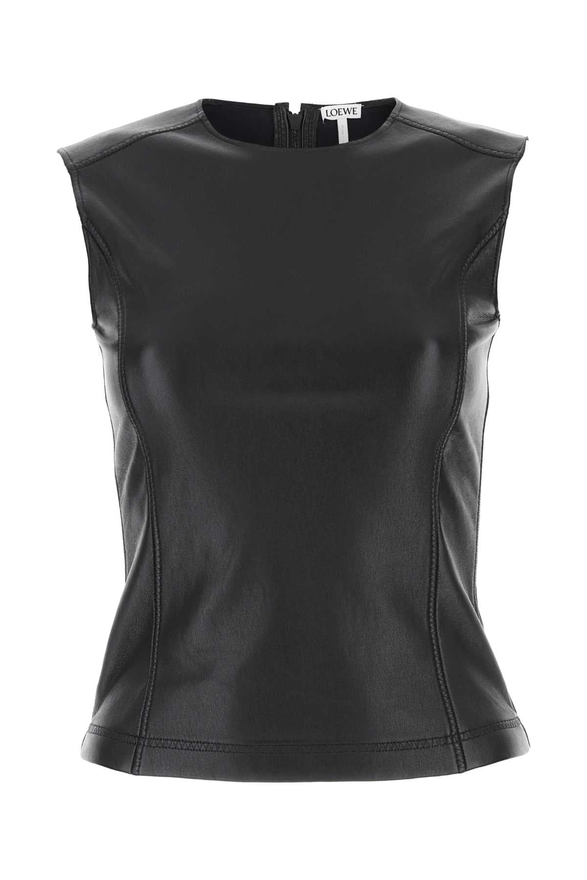 LOEWE Chic Black Leather and Fabric Top for Women