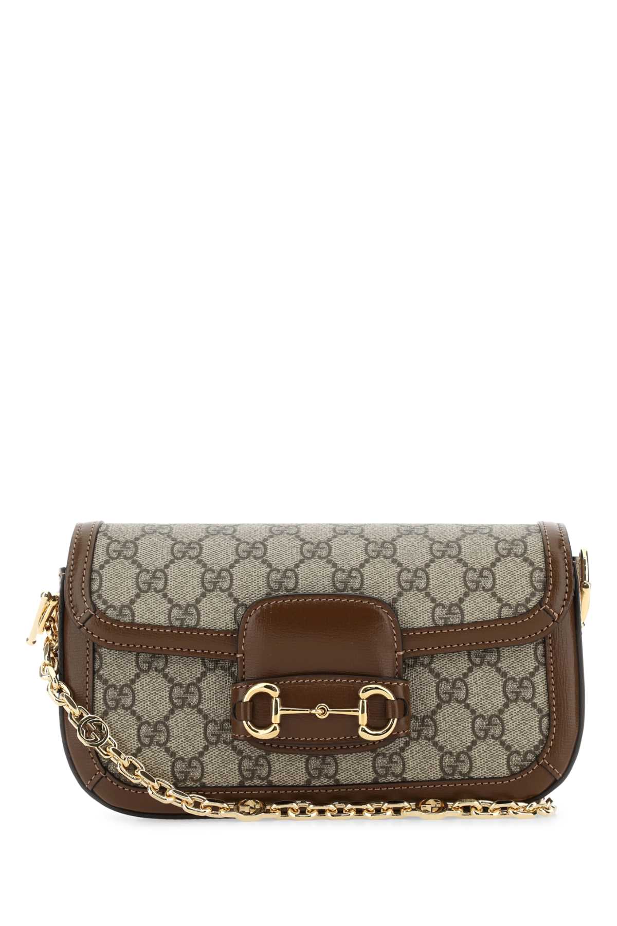 GUCCI Elegant Leather Handbag with GG Fabric - 22 cm x 13 cm x 6 cm