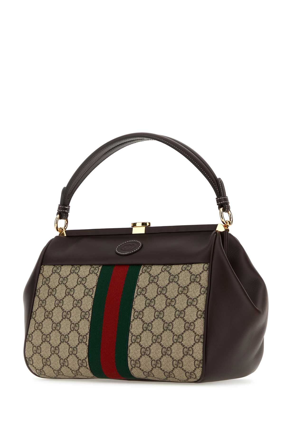 GUCCI Supreme Fabric and Leather Handbag - 28 cm x 23 cm x 16 cm