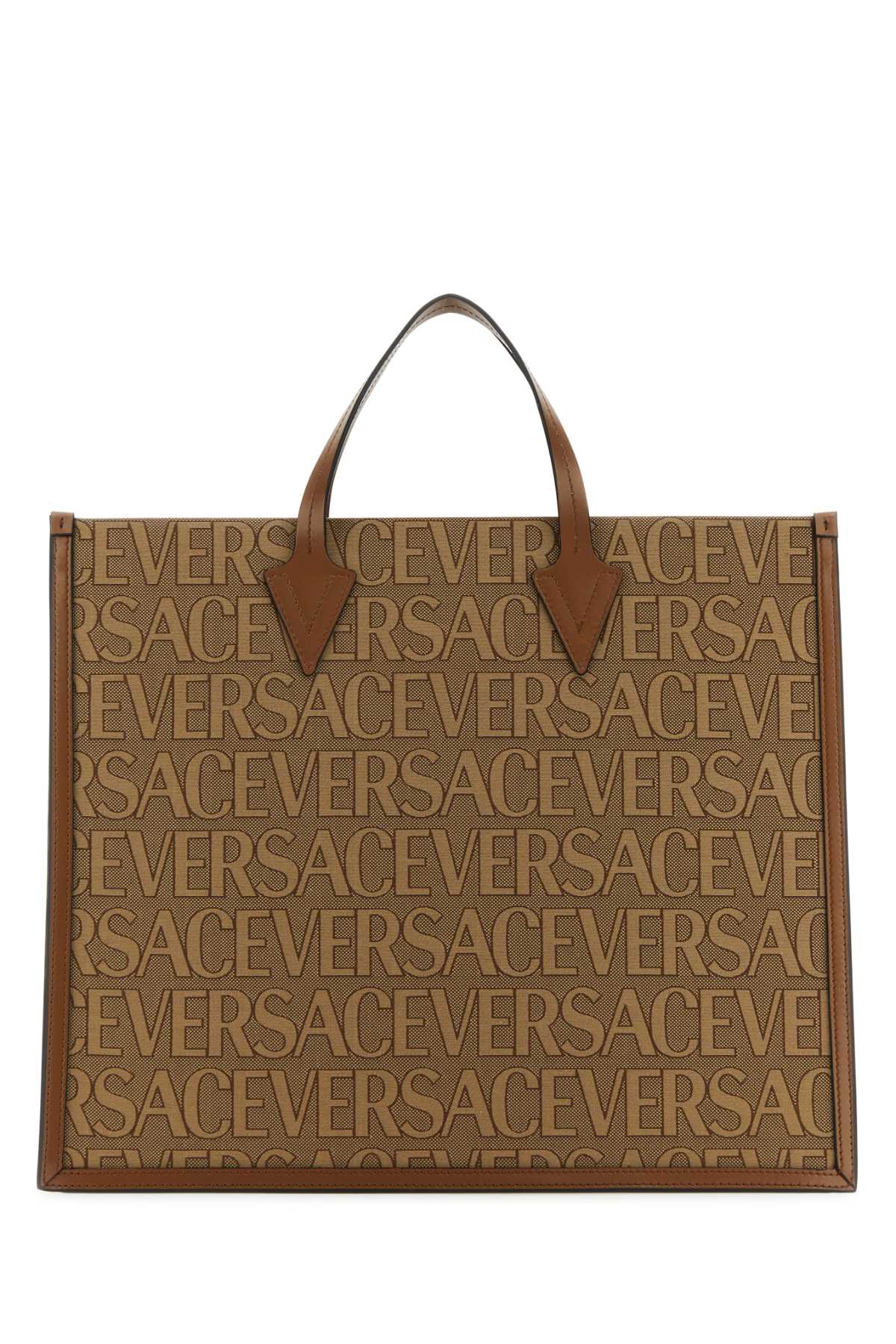 VERSACE Allover Embroidered Canvas Shopping Handbag - 42x35x16.5 cm