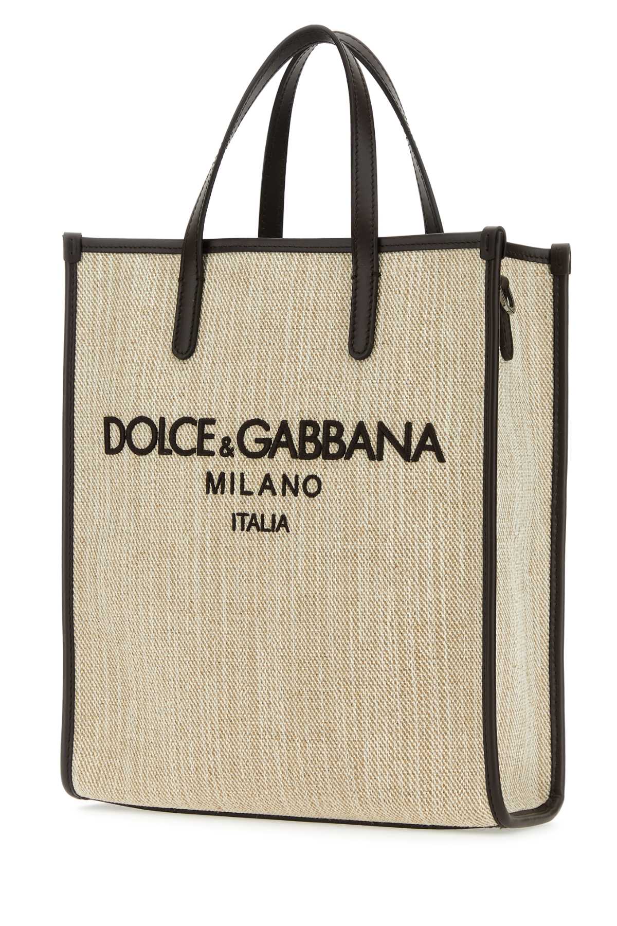 DOLCE & GABBANA Mini Sand Canvas Small Handbag