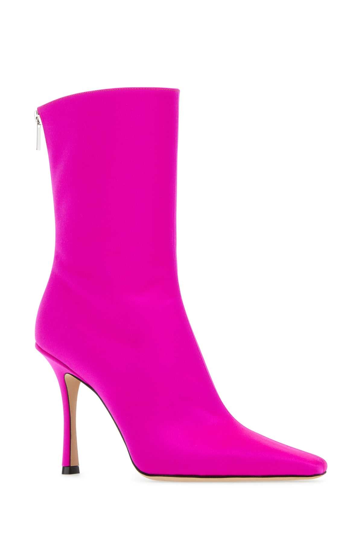 JIMMY CHOO Elegant Satin Ankle Boots with 11 cm Heel Height