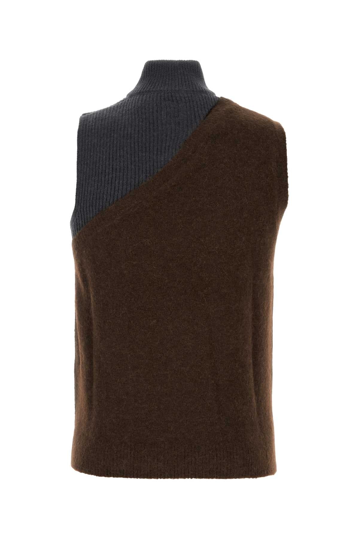 FENDI Two-tone Stretch Wool Blend Vest for Men