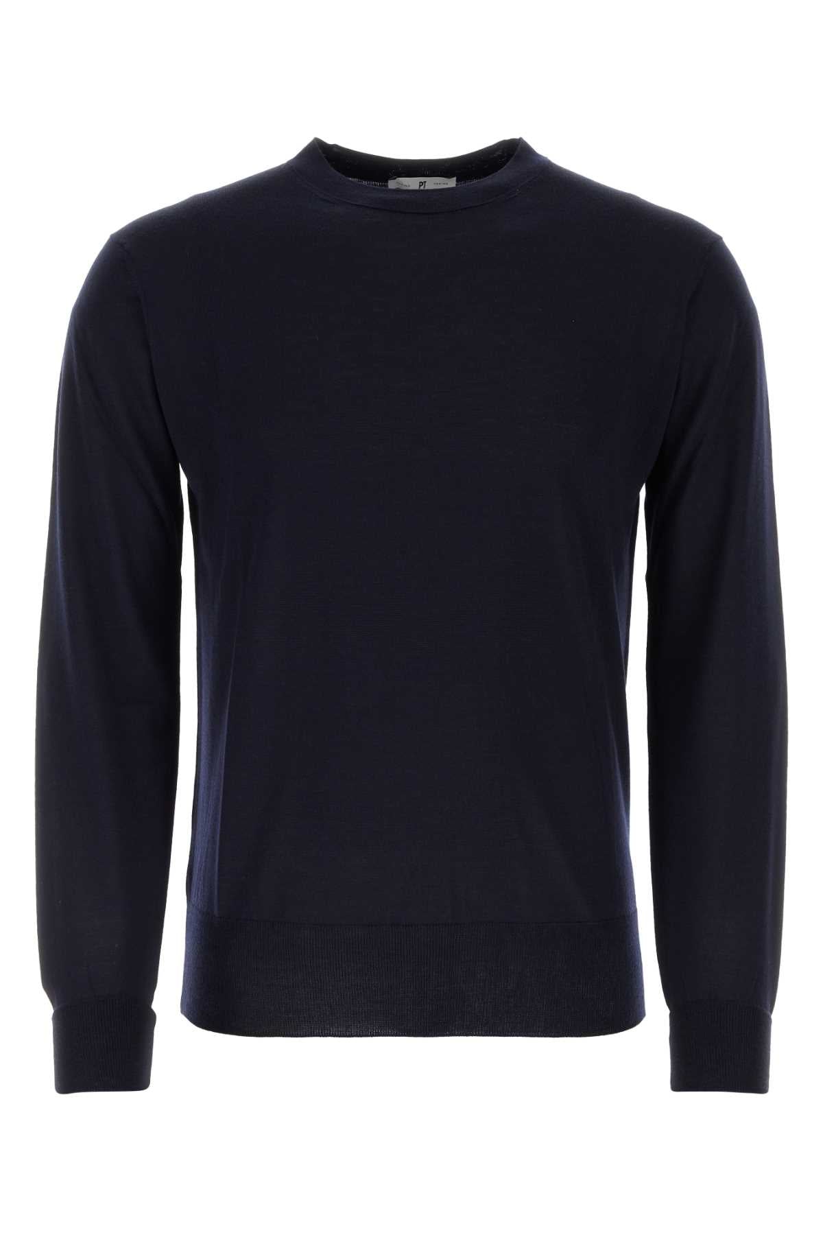 PT TORINO Midnight Blue Virgin Wool Sweater for Men