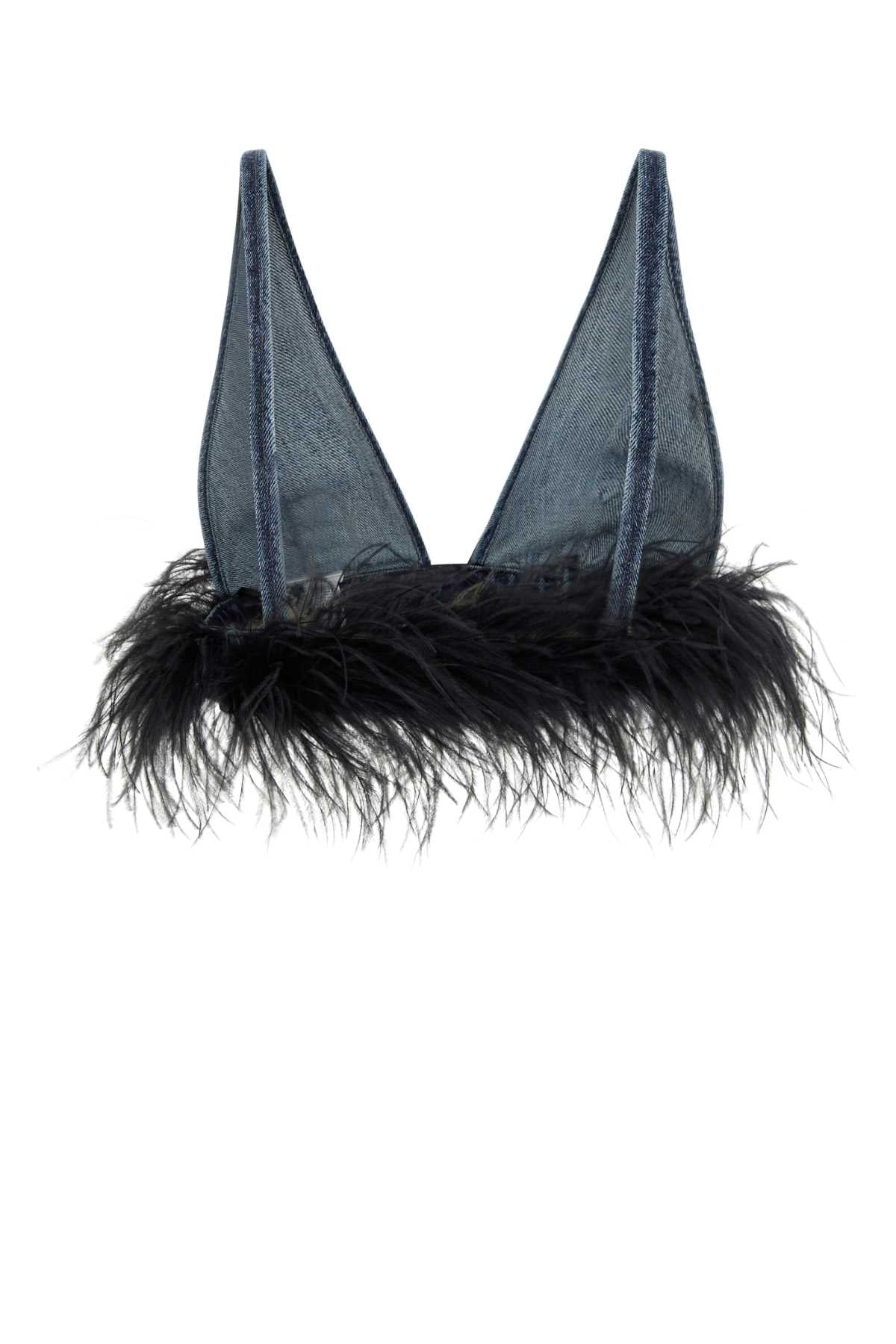 MIU MIU Chic Mini Denim Crop Top