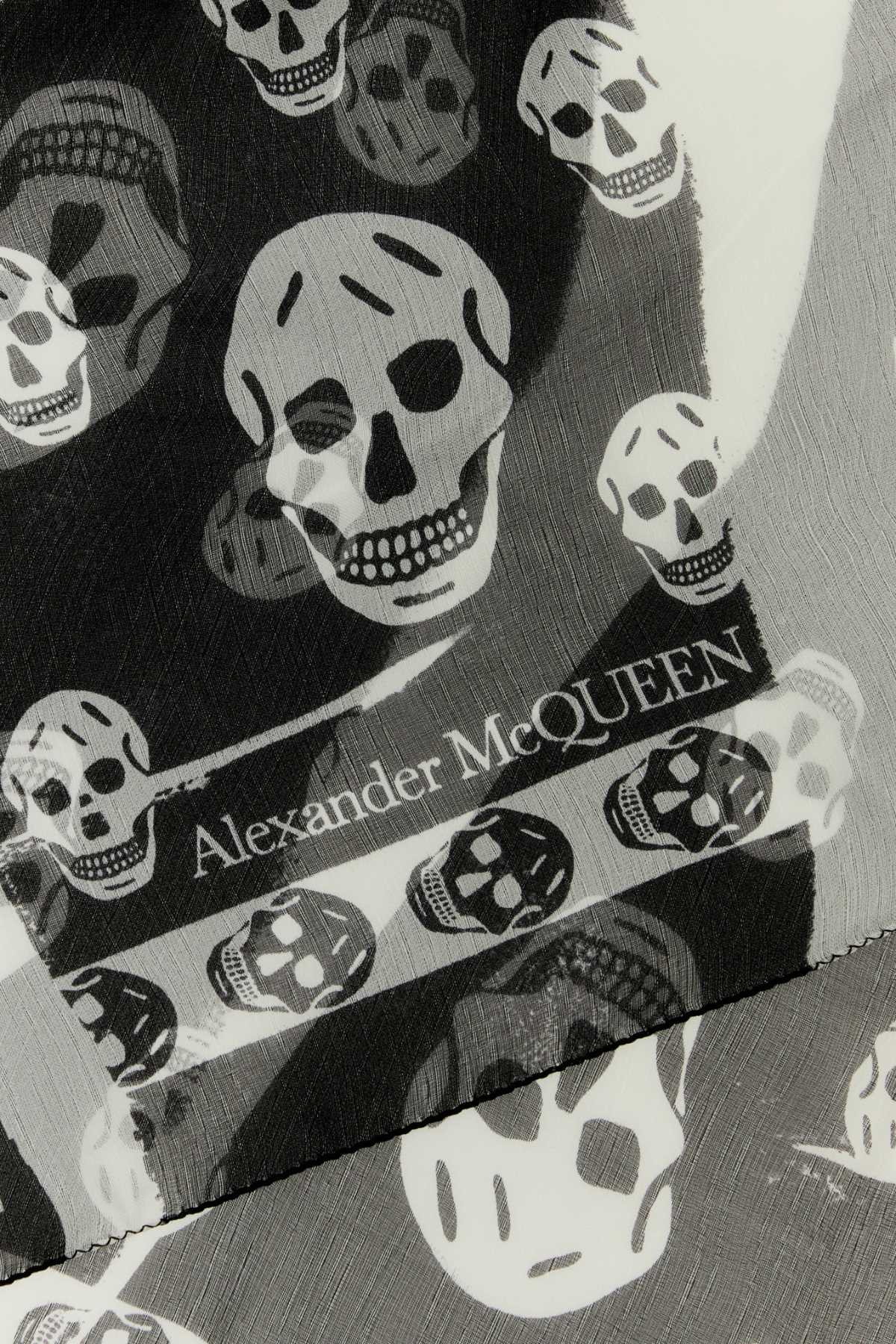 ALEXANDER MCQUEEN Printed Silk Foulard 120 cm x 104 cm