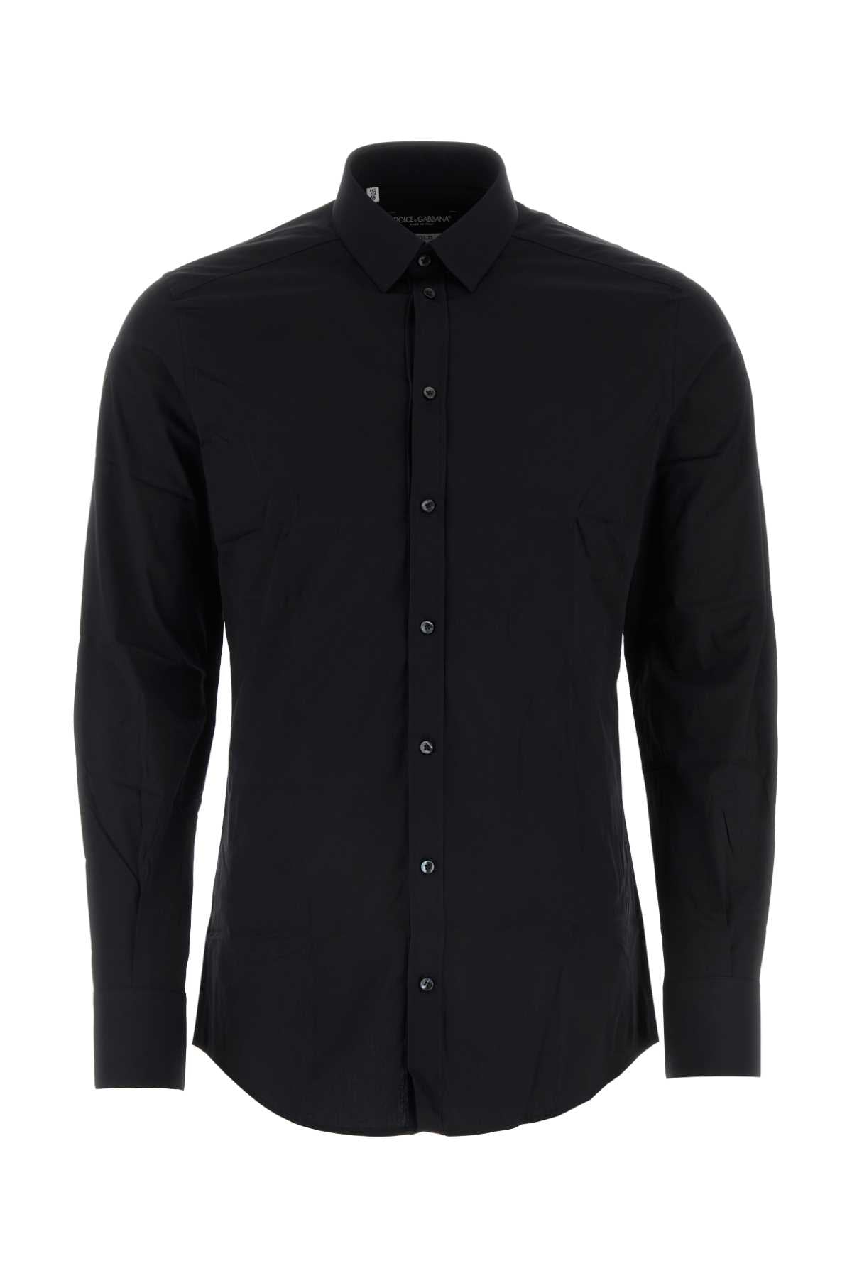 DOLCE & GABBANA Black Stretch Poplin Shirt for Men