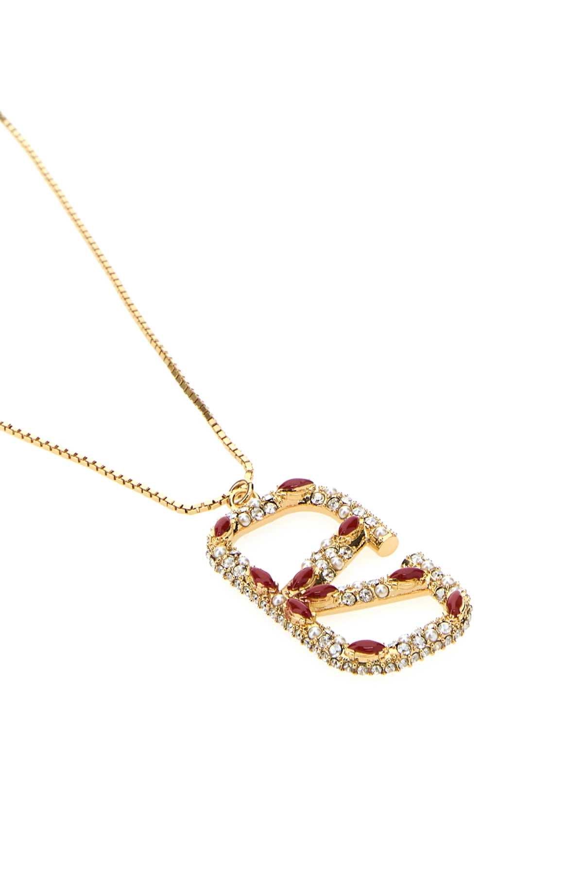 VALENTINO GARAVANI VLogo Mini Gold Metal Necklace