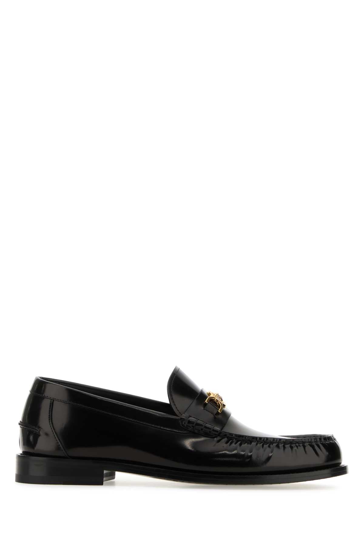 VERSACE Black Leather Medusa 95 Loafers for Men