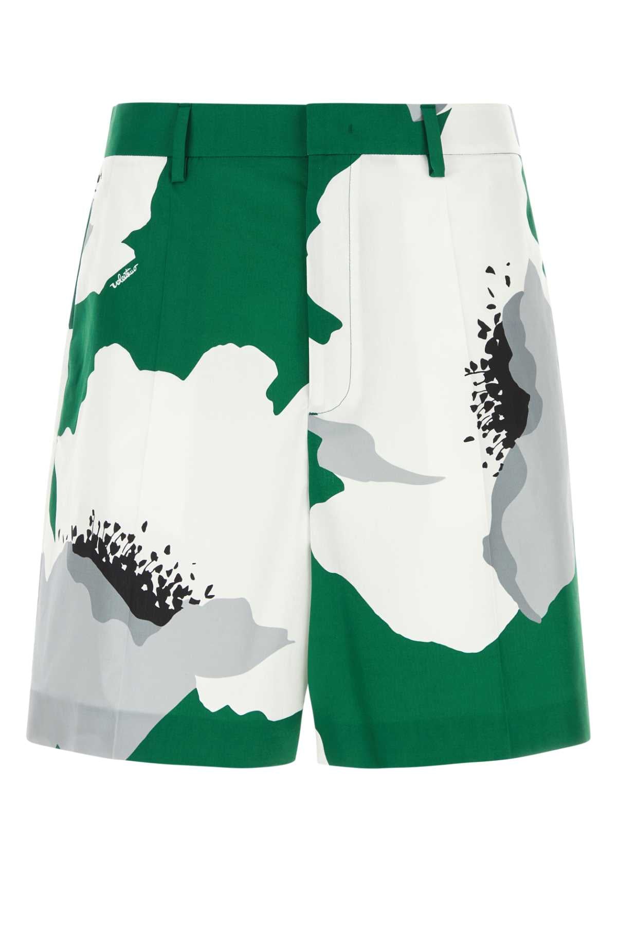 VALENTINO GARAVANI Floral Printed Cotton Bermuda Shorts for Men