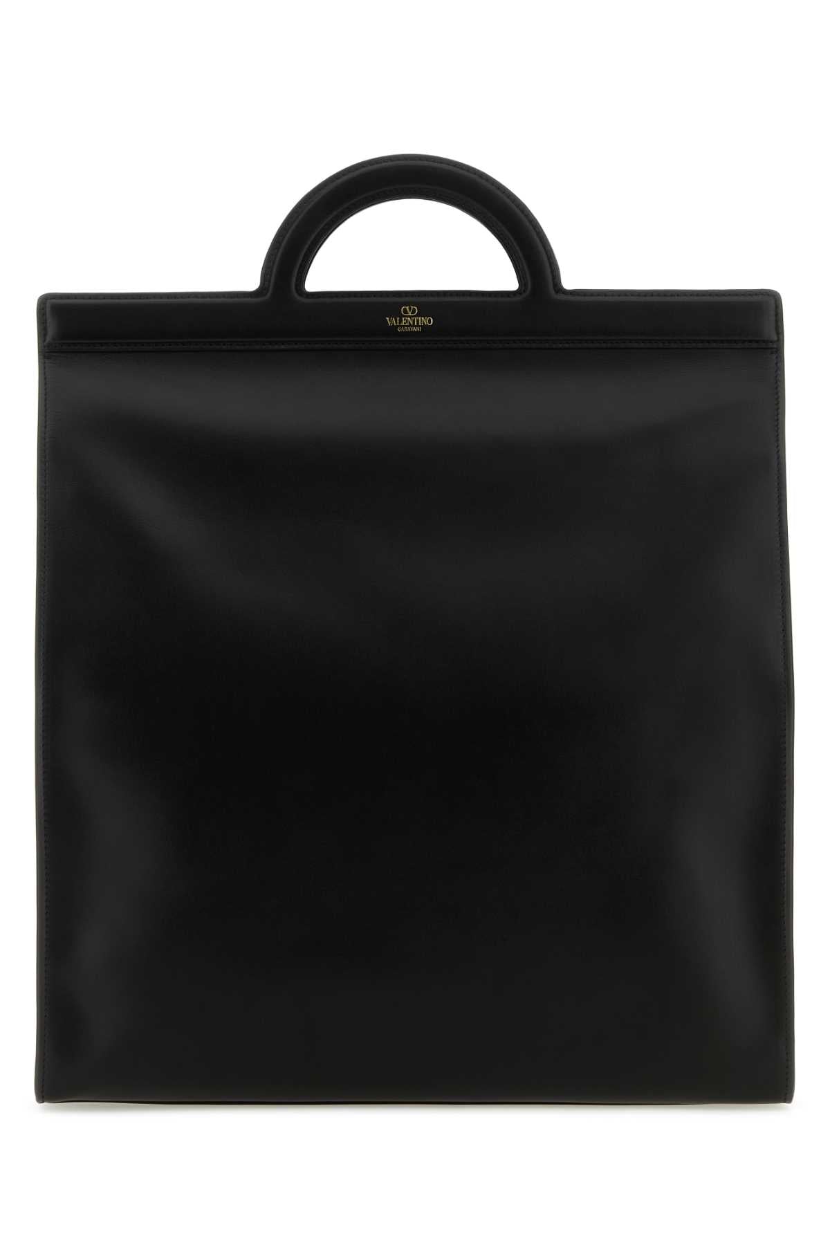 VALENTINO GARAVANI Sophisticated Black Leather Shopping Handbag - Size 36x39x11 cm