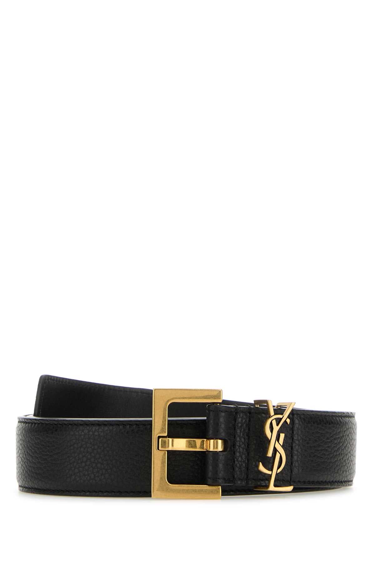 SAINT LAURENT Elegant Leather Cassandre Belt - 3 cm Height