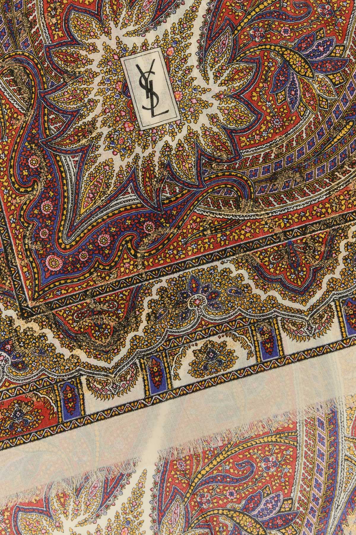 SAINT LAURENT Embroidered Modal Blend Scarf - 135 cm x 135 cm