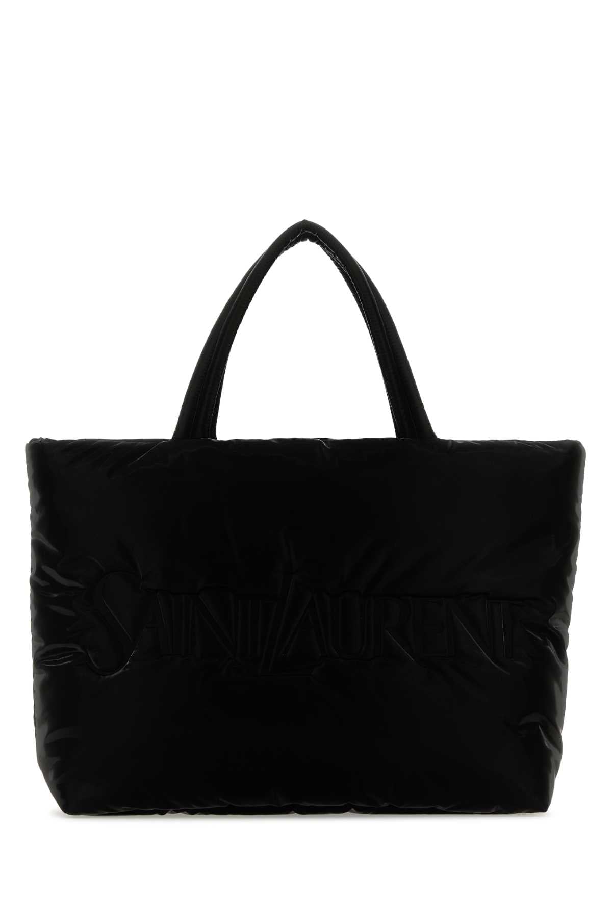 SAINT LAURENT Black Nylon Shopping Handbag (41cm x 34cm x 17cm)