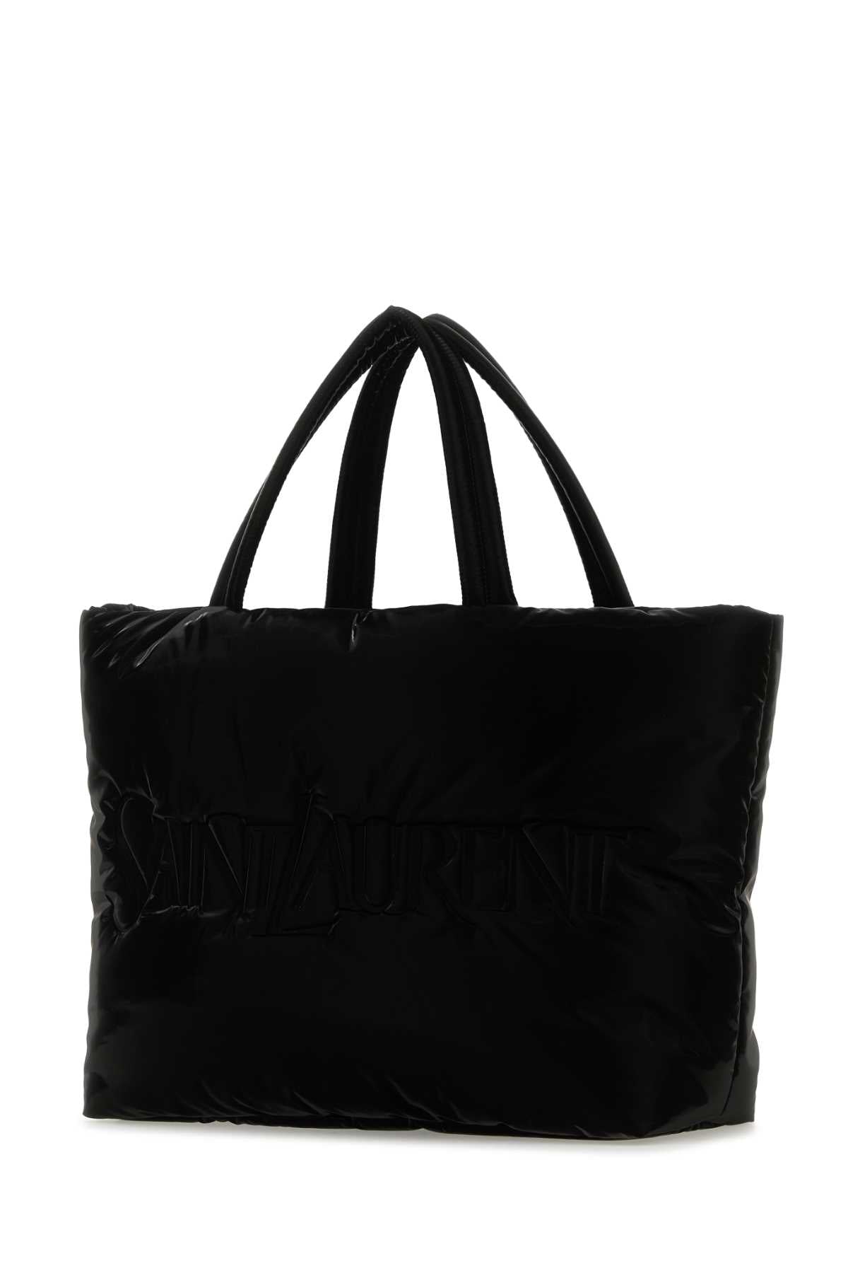 SAINT LAURENT Black Nylon Shopping Handbag (41cm x 34cm x 17cm)