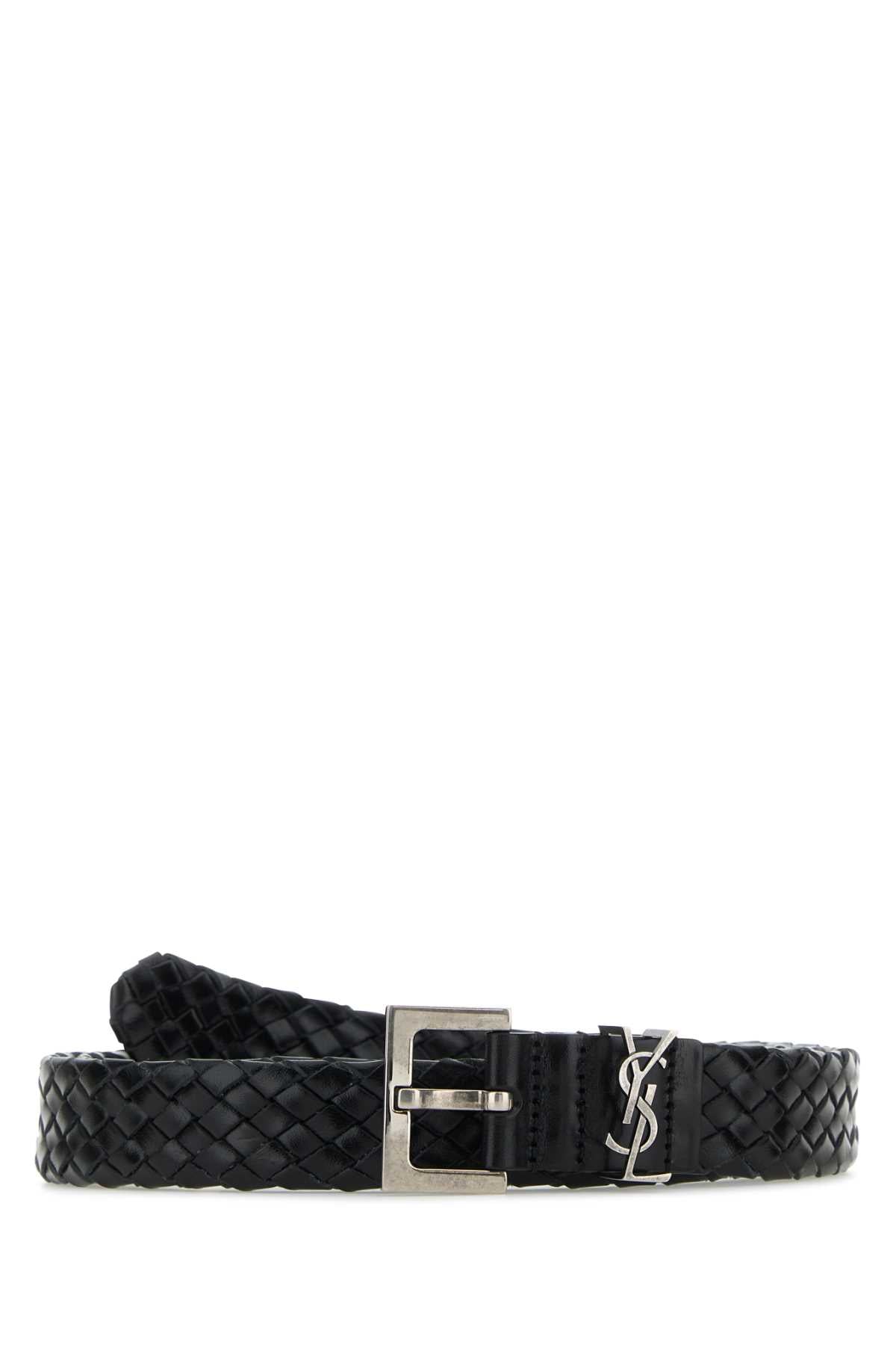 SAINT LAURENT Leather Cassandre Belt - 3 cm Height