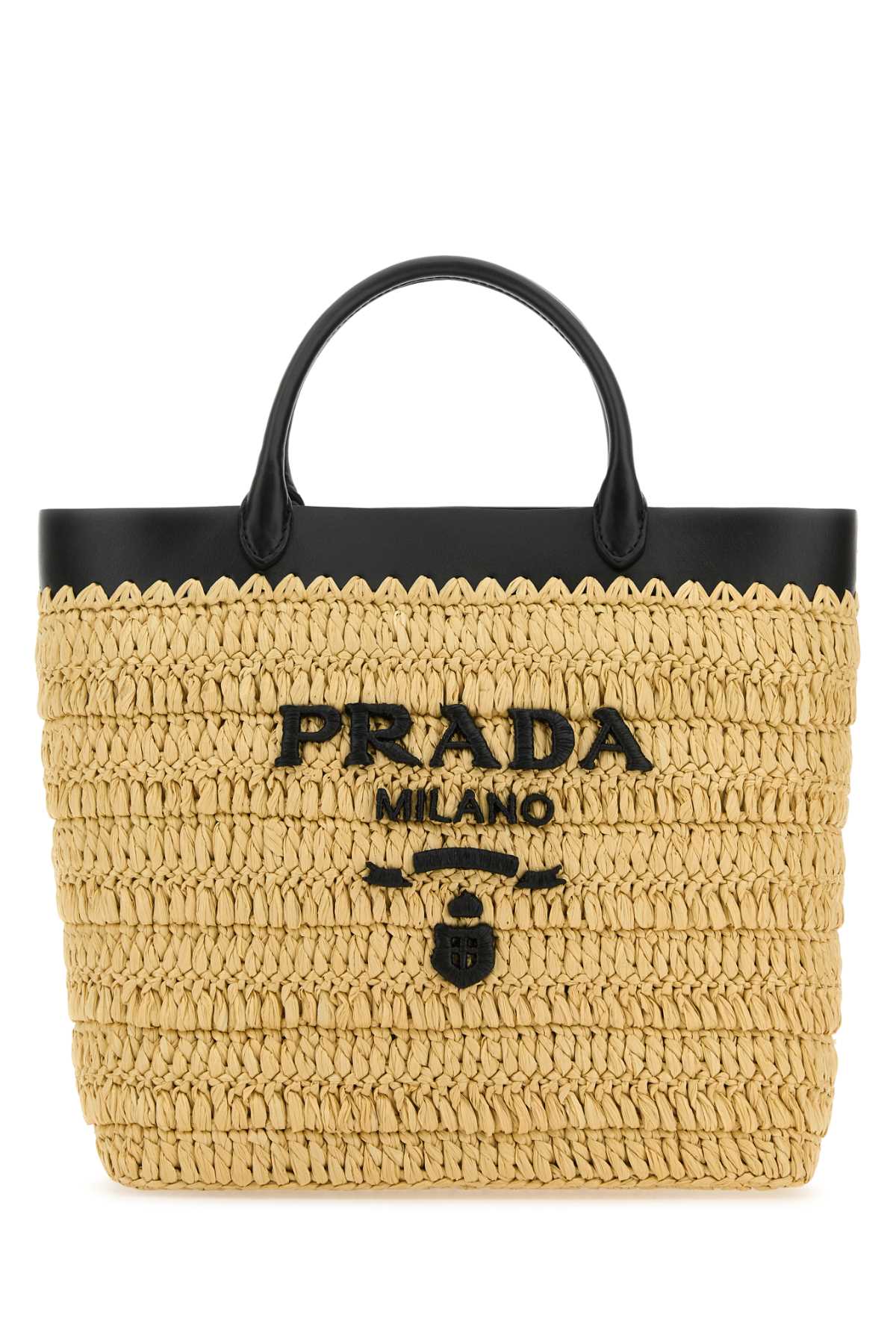 PRADA Elegant Raffia Handbag - 26x25x13.5 cm