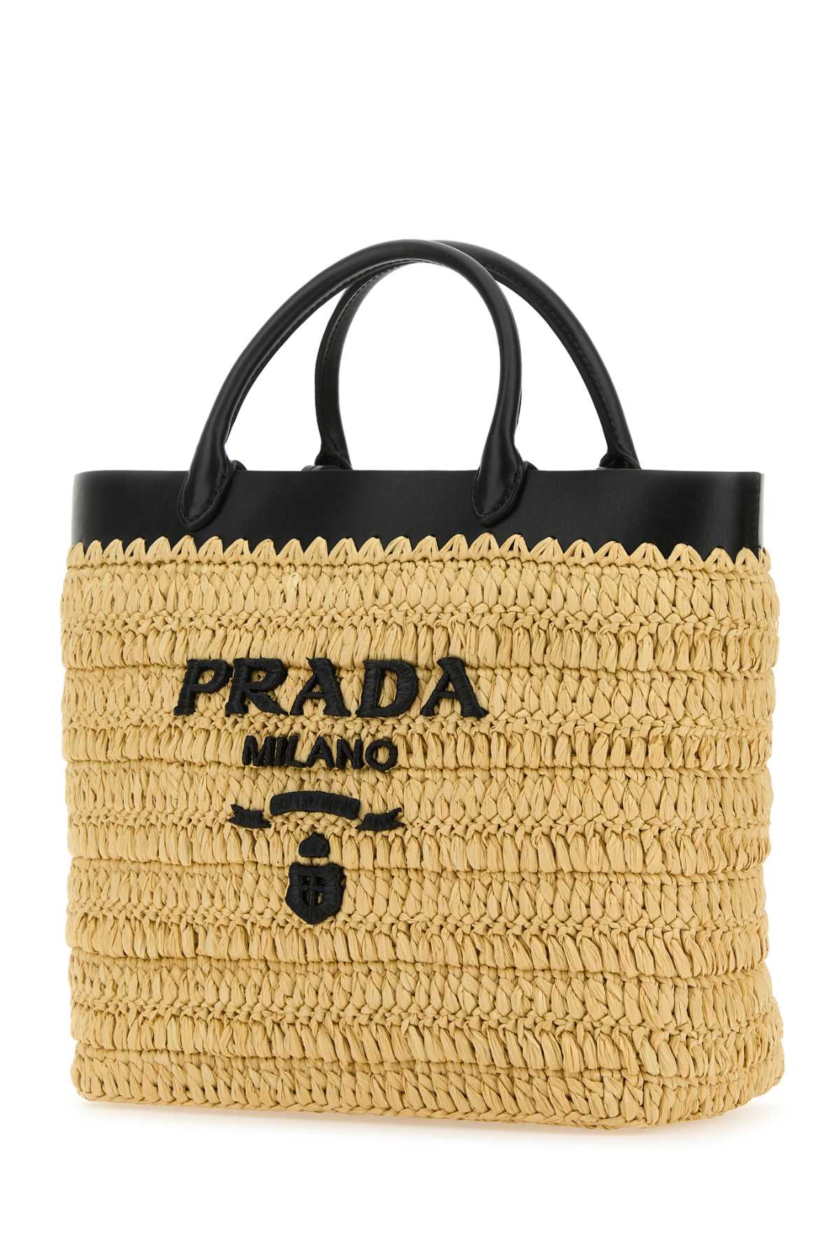PRADA Elegant Raffia Handbag - 26x25x13.5 cm