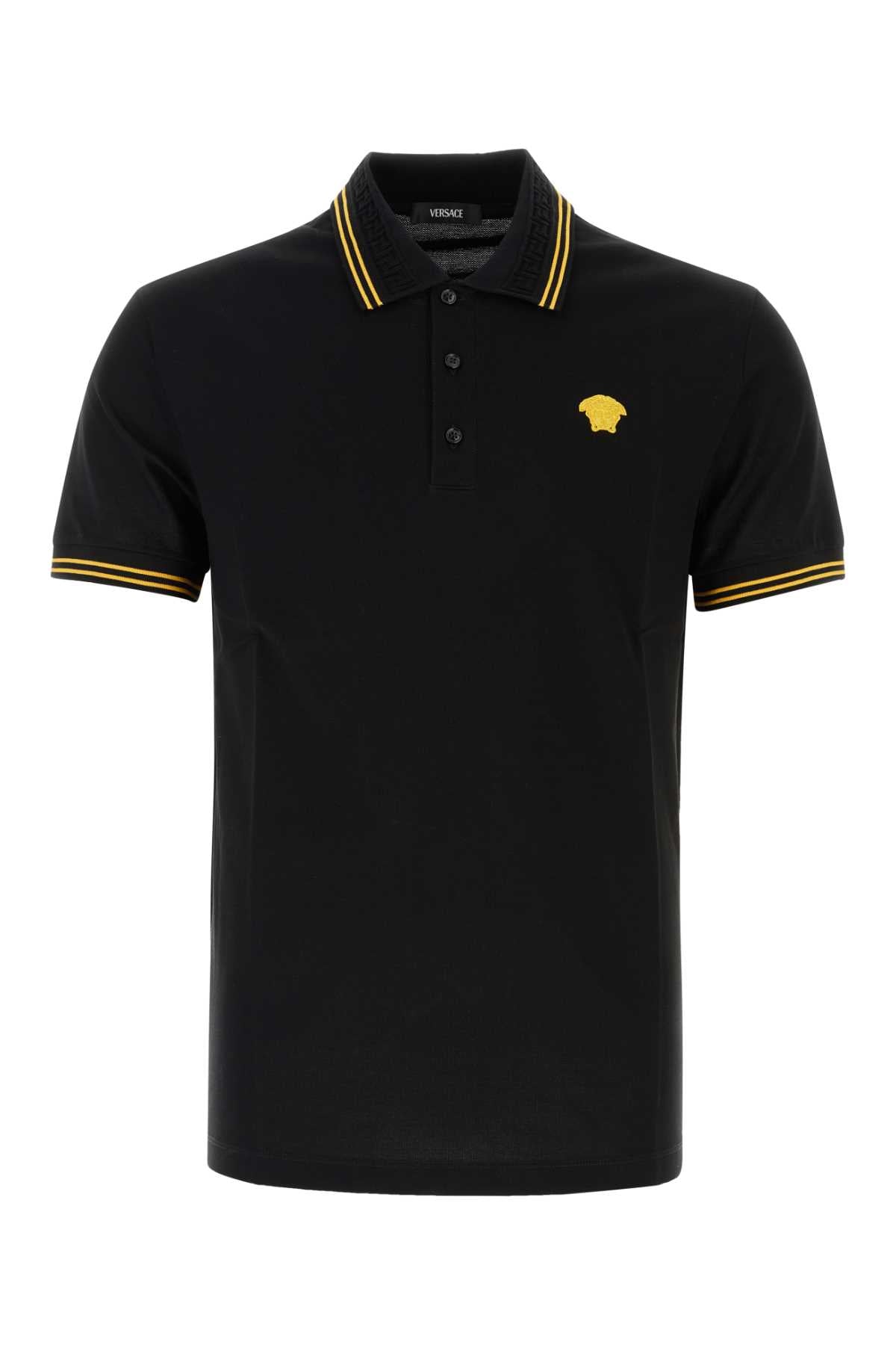 VERSACE Classic Fit Cotton Piqué Polo for Men