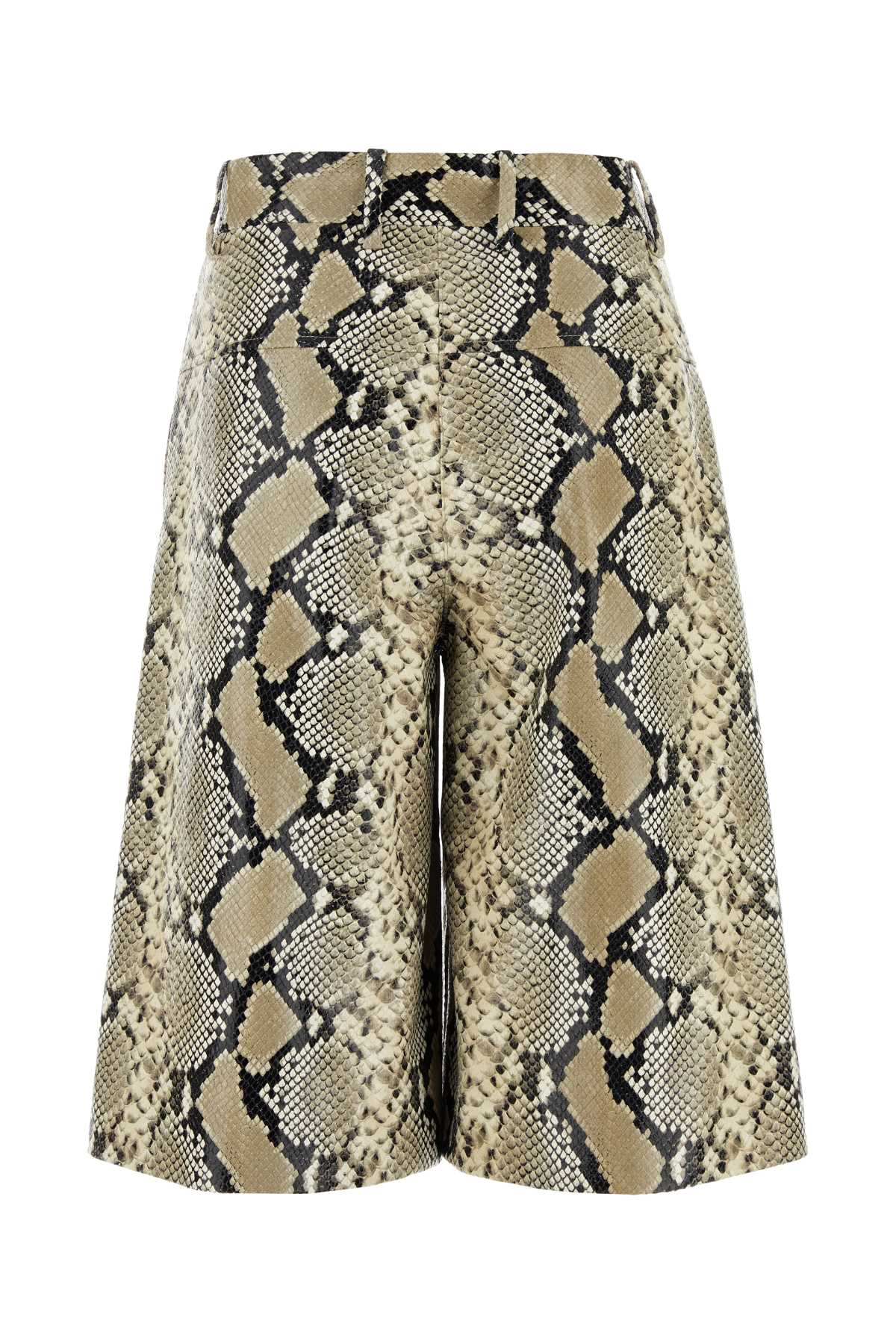 JIL SANDER Animal Print Leather Bermuda Shorts