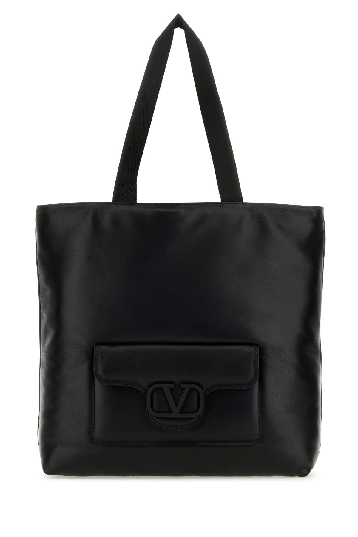 VALENTINO GARAVANI Noir Nappa Leather Shopping Handbag - 34x36x13 cm