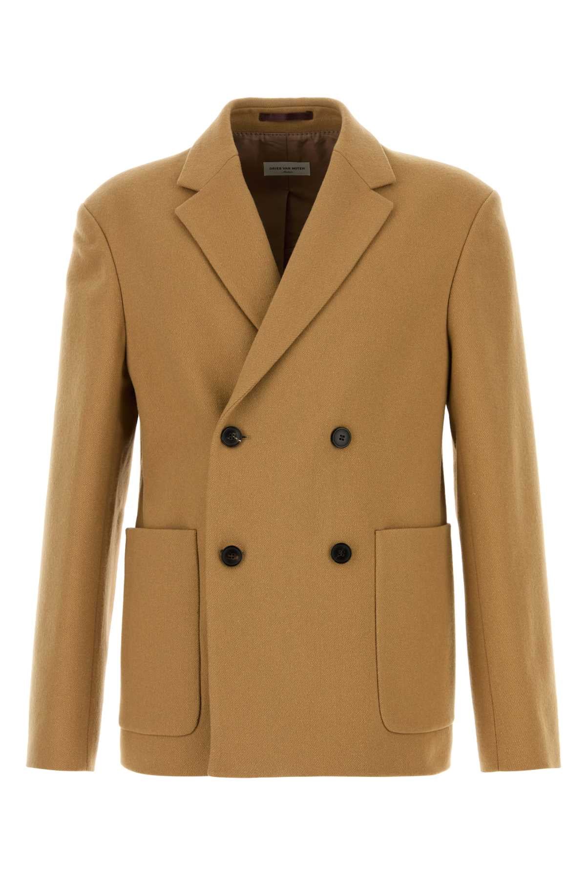 DRIES VAN NOTEN Camel Wool Blend Barleys Blazer for Men