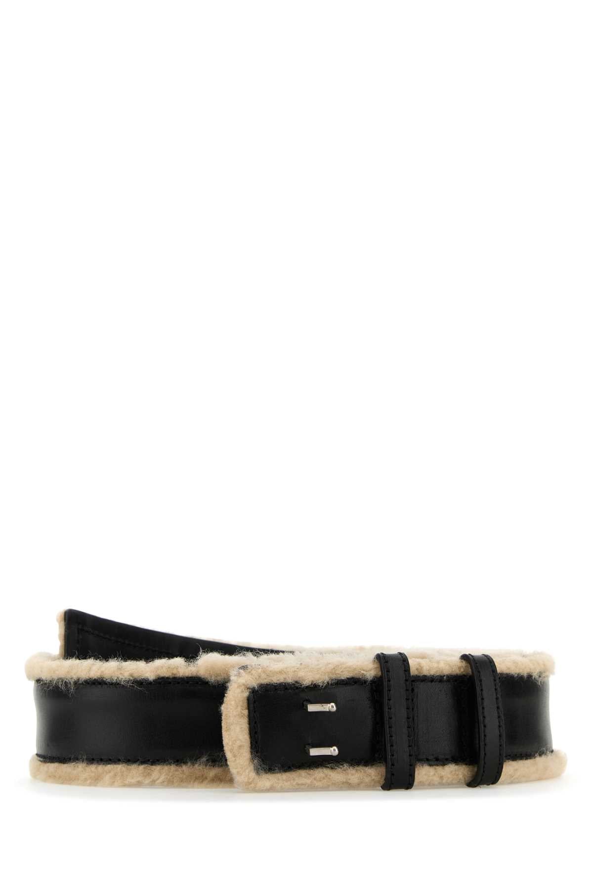 DRIES VAN NOTEN Classic Leather Belt with Silver Finishing - 5.5 cm Height