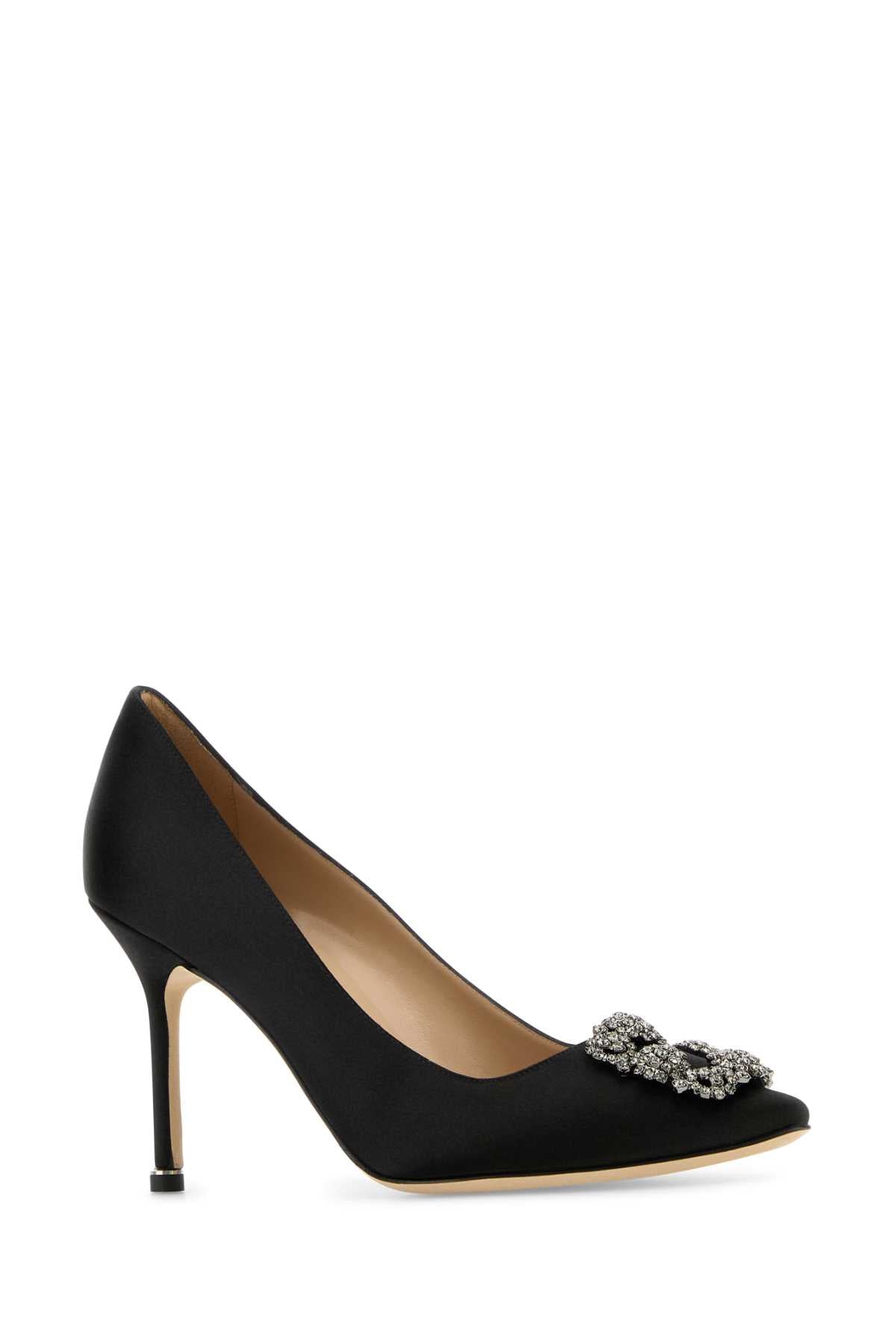 MANOLO BLAHNIK Elegant Satin Hangisi Pumps with 9 cm Heel