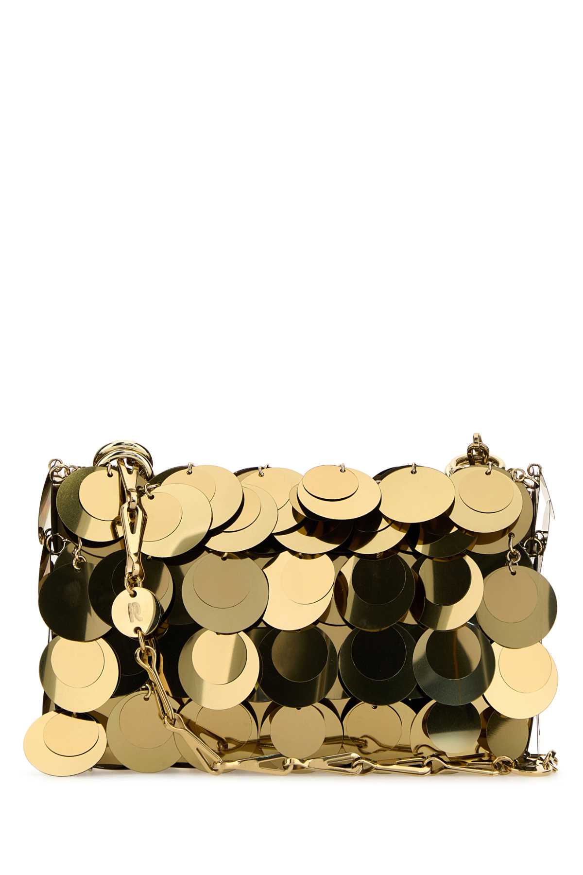 RABANNE Gold Maxi Sequins Nano Shoulder Handbag