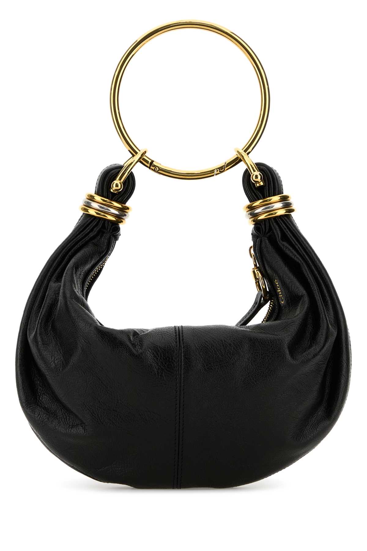 CHLOE Elegant Black Leather Bracelet Handbag - 32cm x 14cm x 10cm