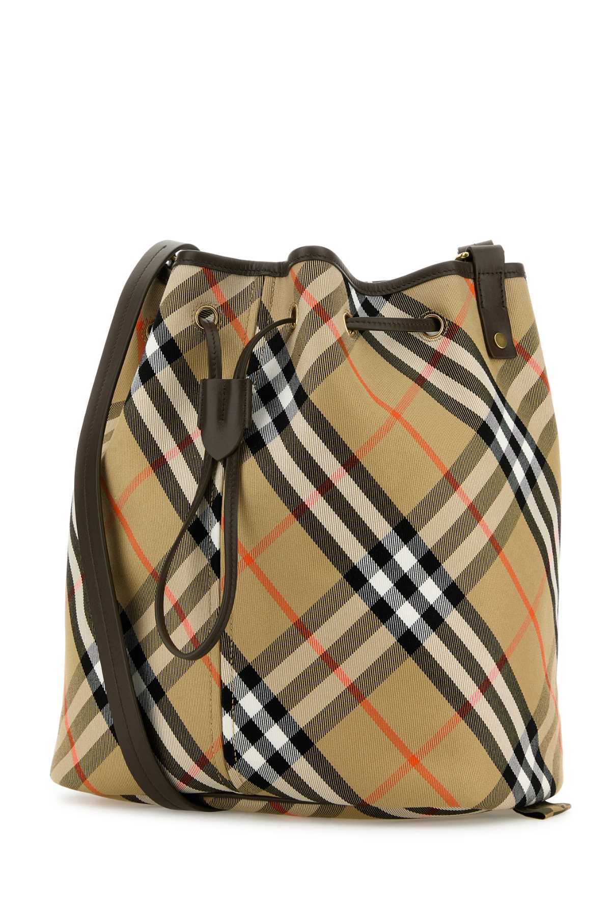 BURBERRY Embroidered Canvas Bucket Handbag 27x29x13 cm