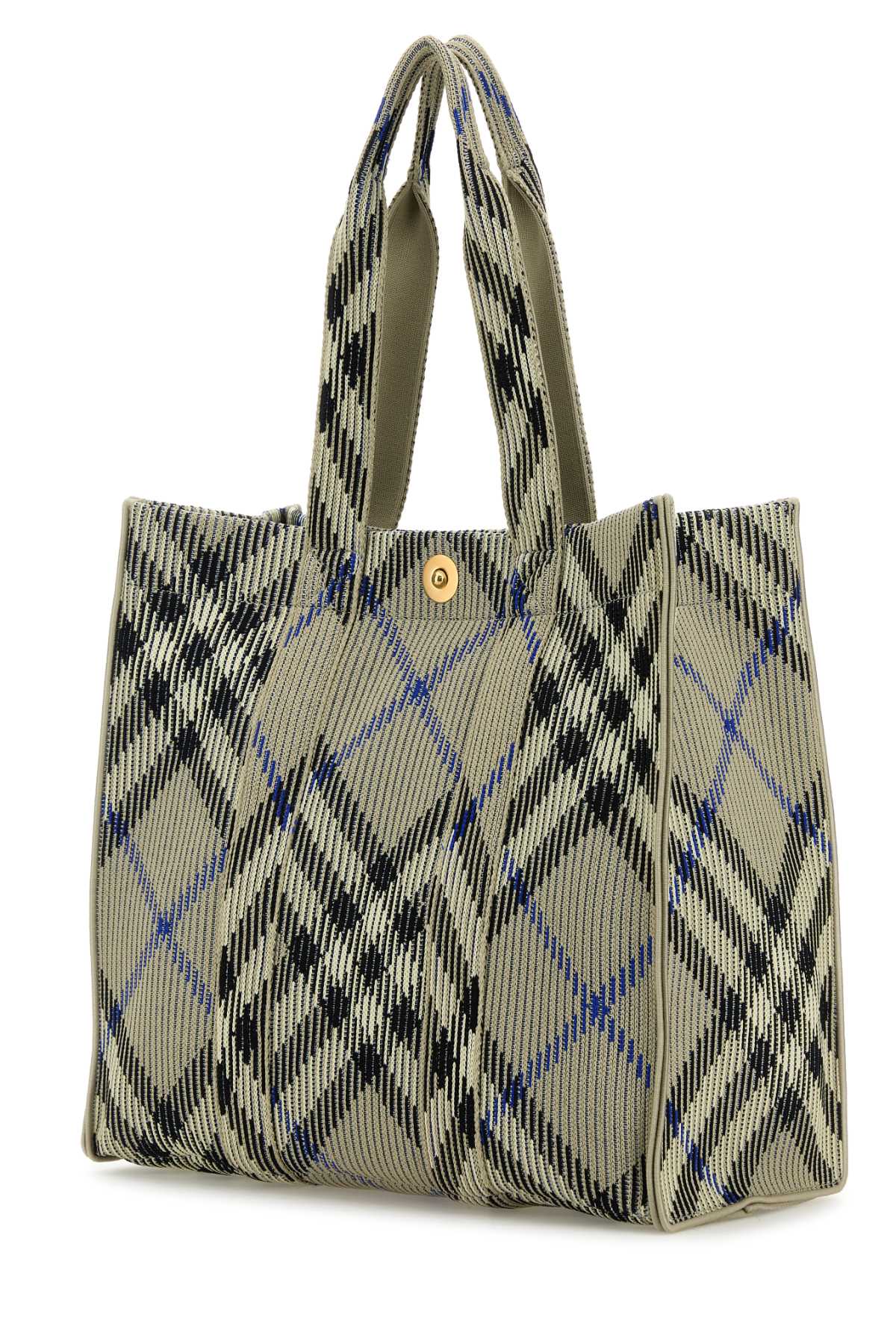 BURBERRY Embroidered Canvas Medium Check Shopping Handbag - 40 cm Width